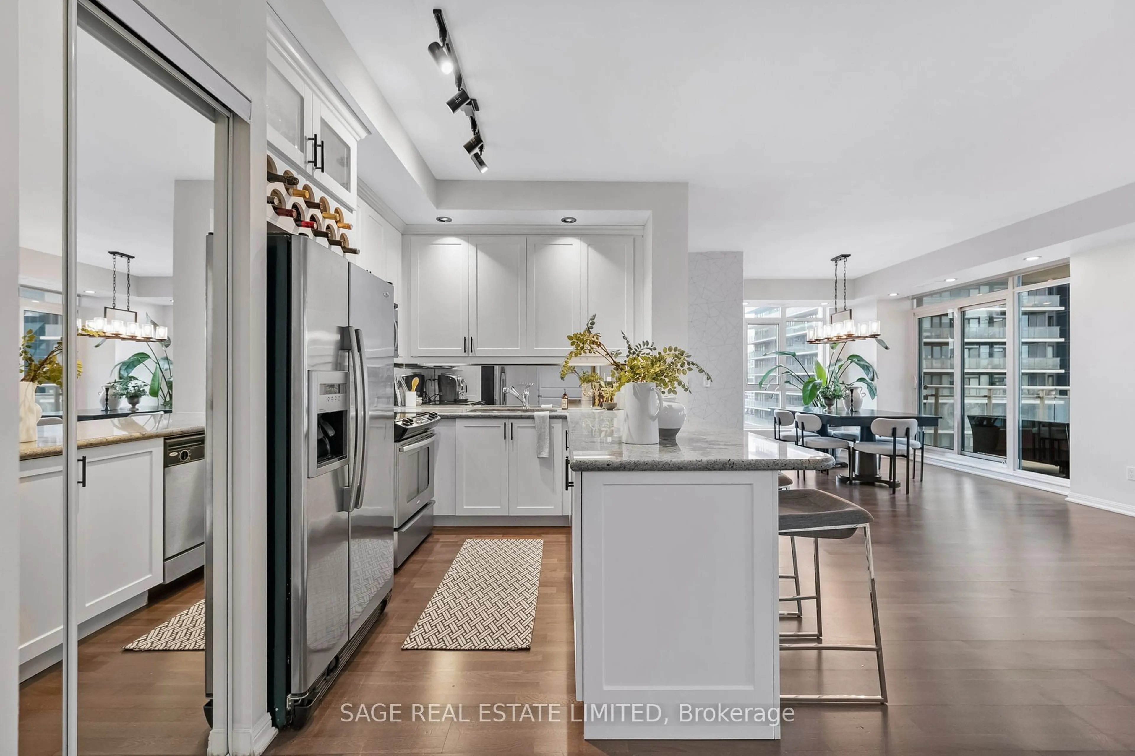 Contemporary kitchen, ceramic/tile floor for 21 Grand Magazine St #1408, Toronto Ontario M5V 1B5