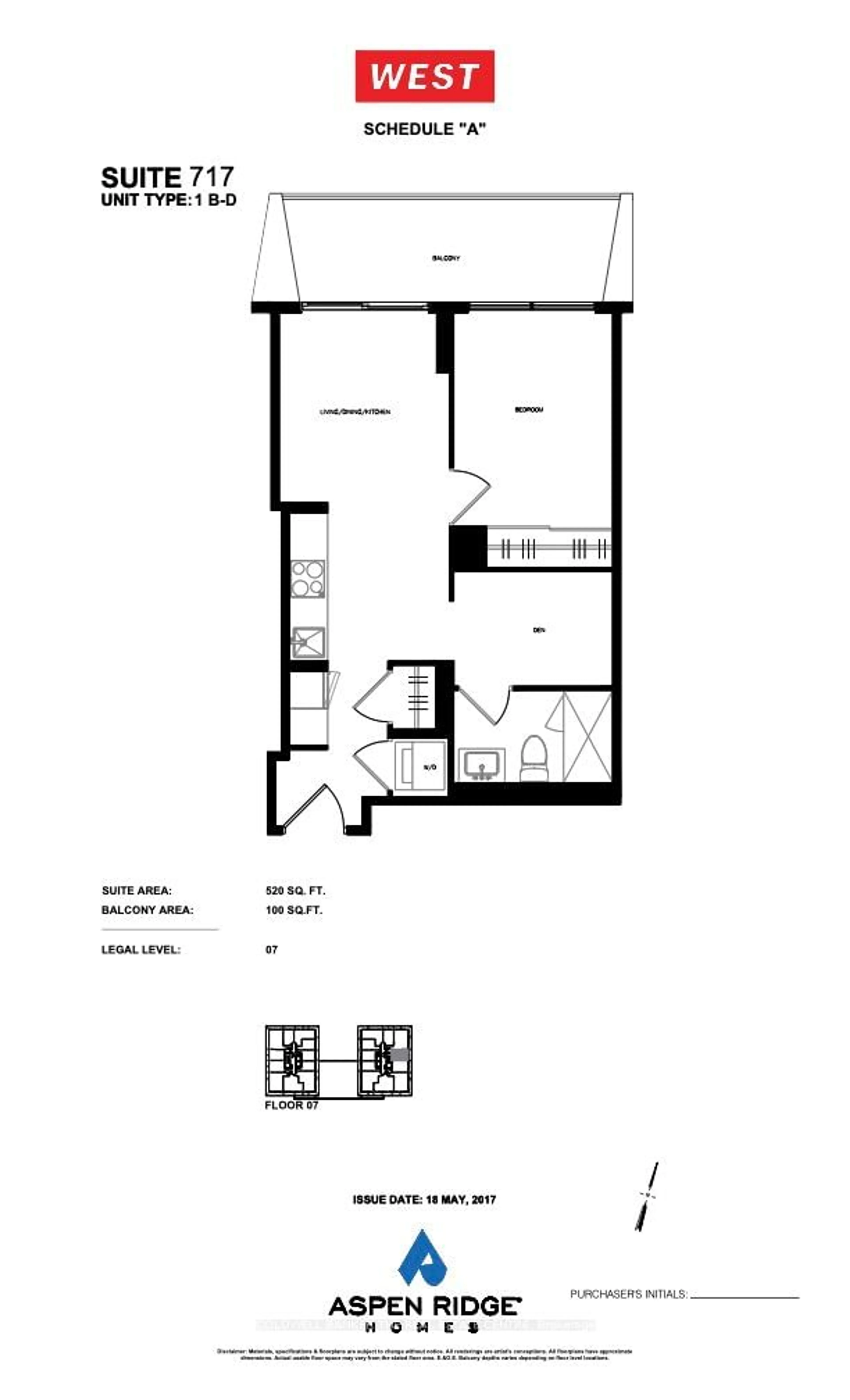 Floor plan for 9 Tecumseth St St #717, Toronto Ontario M5V 0S5