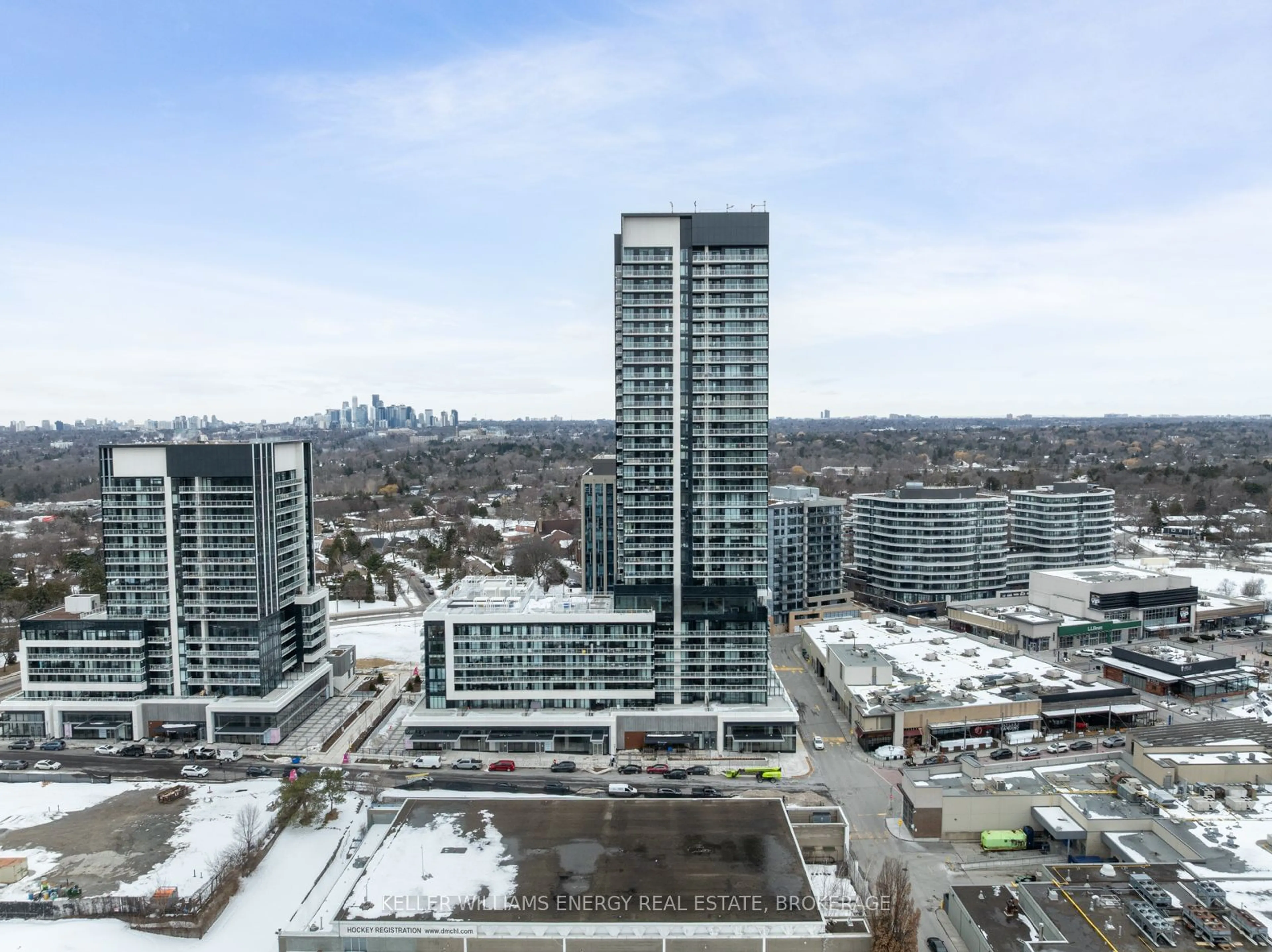 A pic from outside/outdoor area/front of a property/back of a property/a pic from drone, city buildings view from balcony for 50 O'Neill Rd #1506, Toronto Ontario M3C 0R1