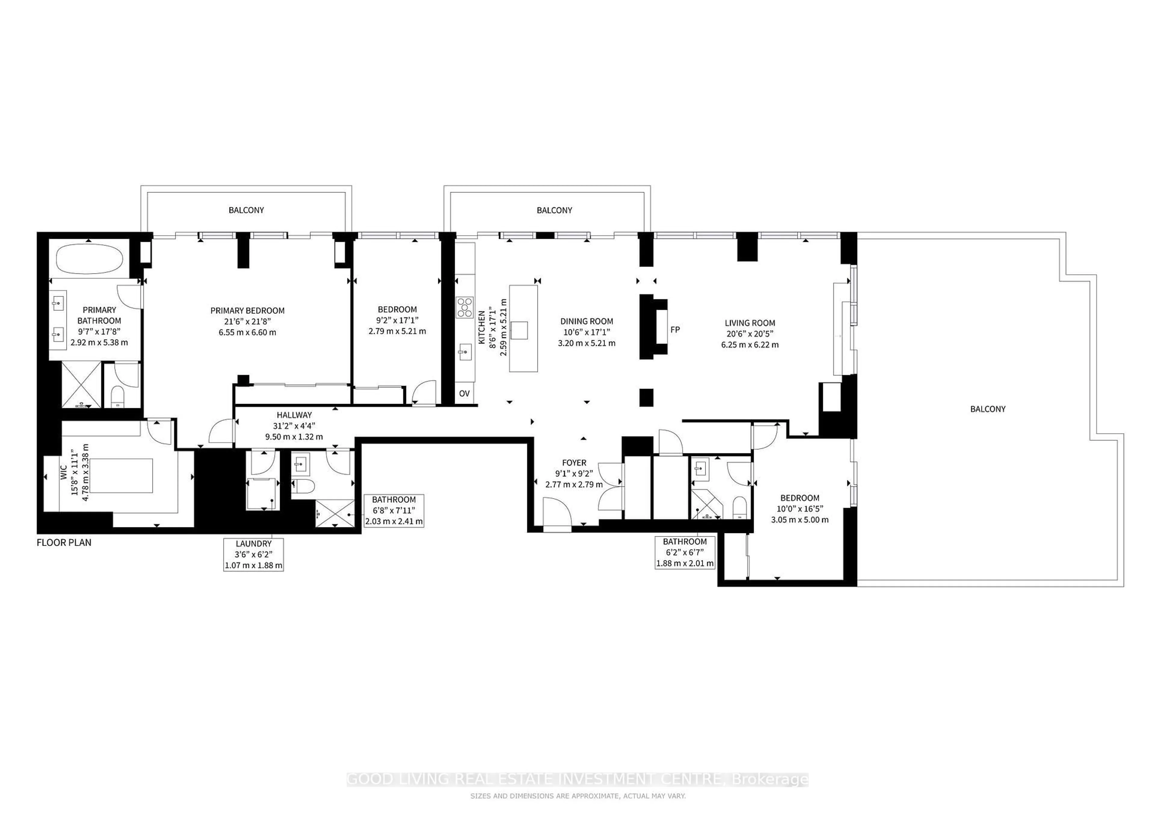 Floor plan for 500 Sherbourne St #2302, Toronto Ontario M4X 1L1