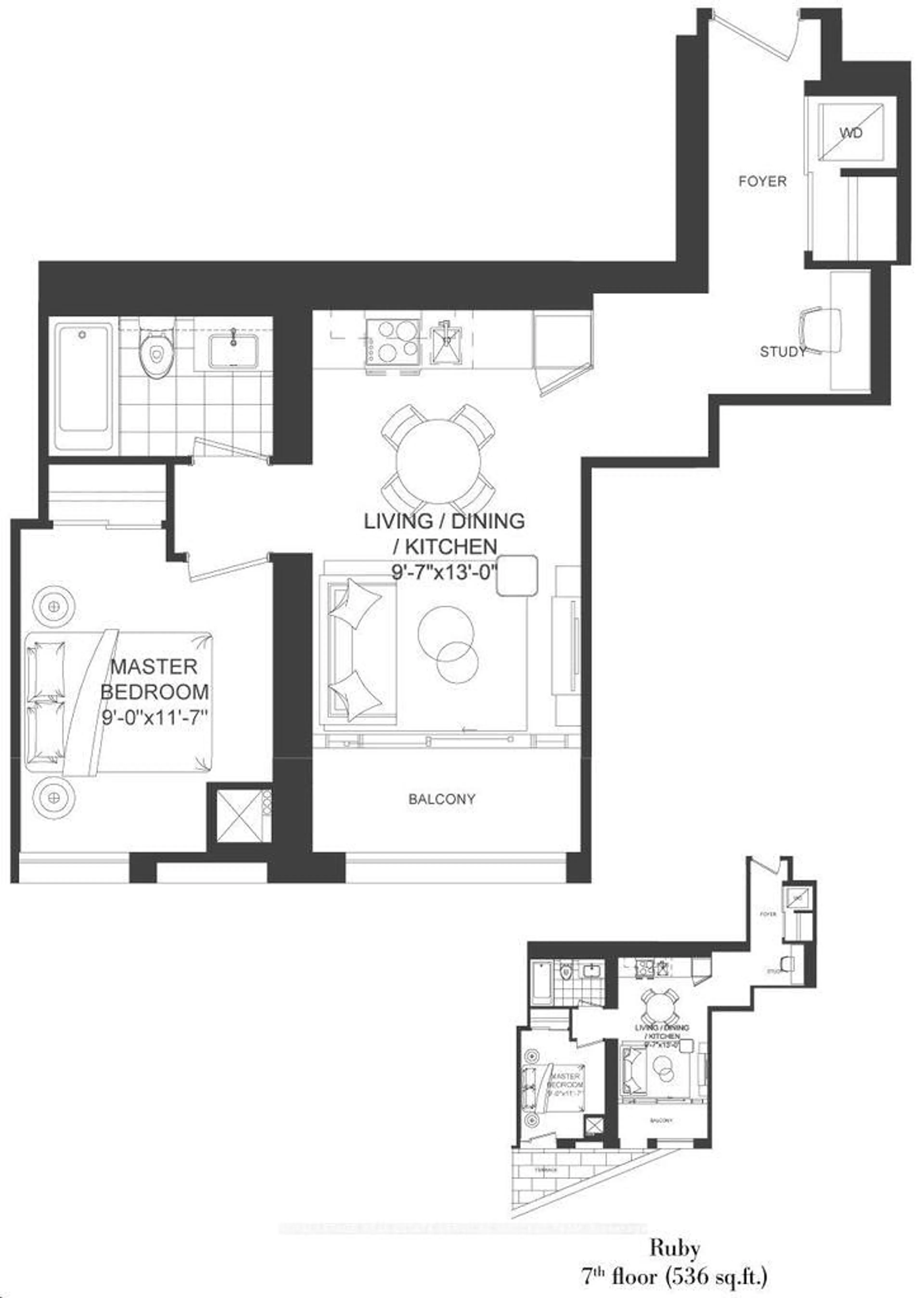 Floor plan for 238 Simcoe St #3506, Toronto Ontario M5T 1T4