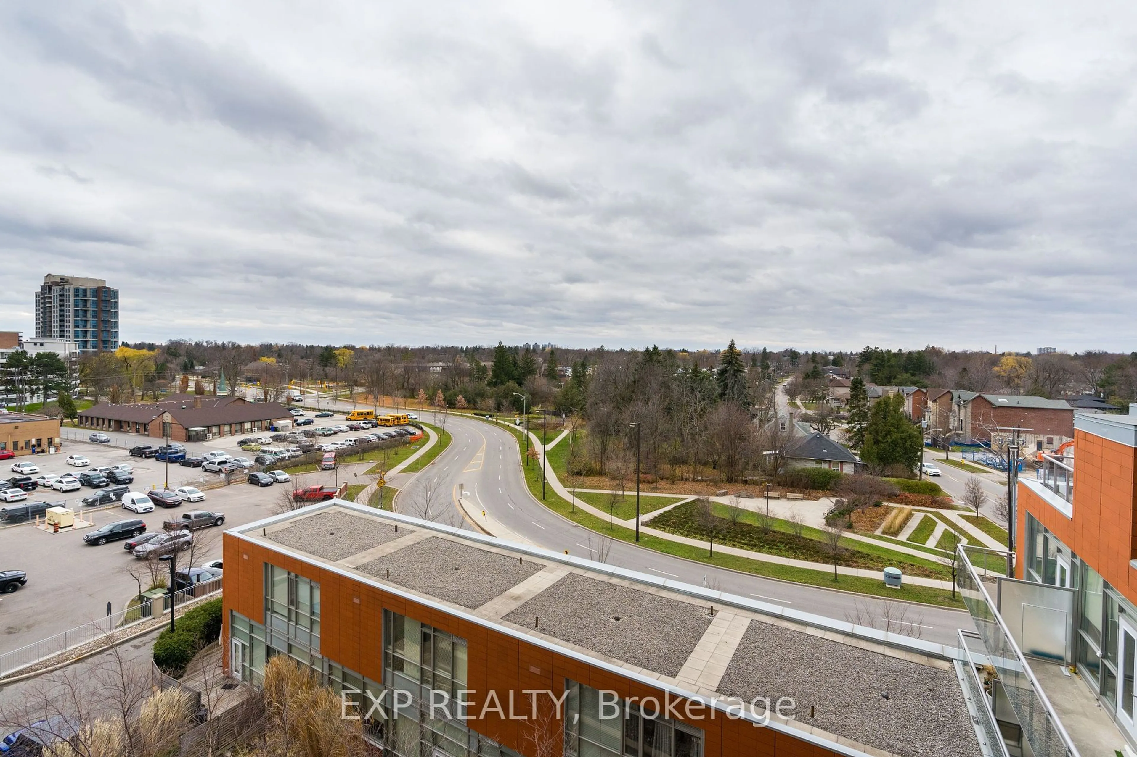 A pic from outside/outdoor area/front of a property/back of a property/a pic from drone, city buildings view from balcony for 30 Canterbury Pl #701, Toronto Ontario M2N 0B9