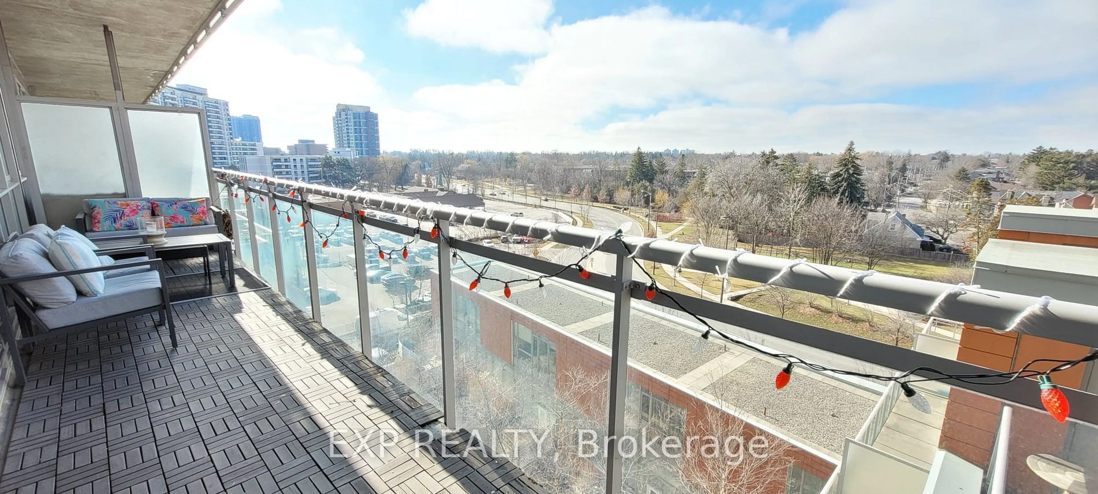 Balcony in the apartment, city buildings view from balcony for 30 Canterbury Pl #701, Toronto Ontario M2N 0B9