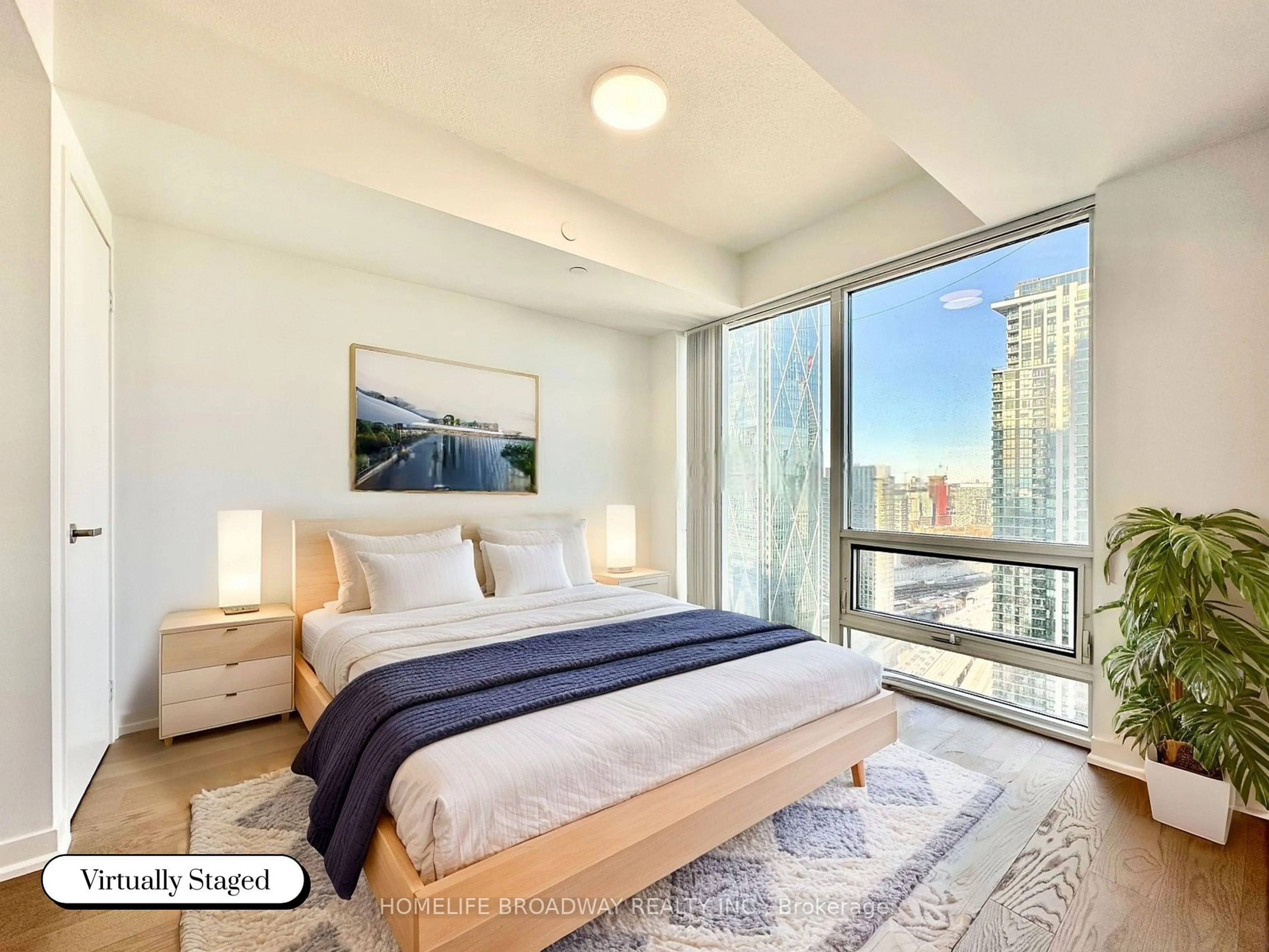 Bedroom with bed, carpet floor for 88 Harbour St #3605, Toronto Ontario M5J 0C3