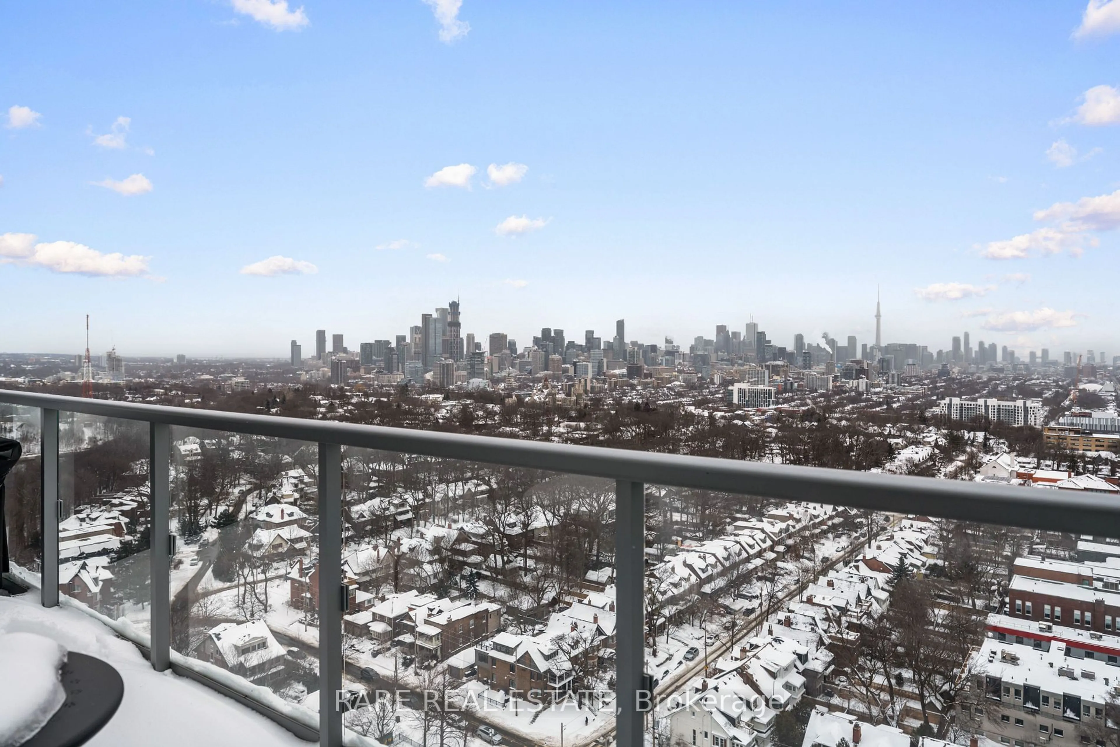 Balcony in the apartment, city buildings view from balcony for 501 St. Clair Ave #2106, Toronto Ontario M5P 0A2