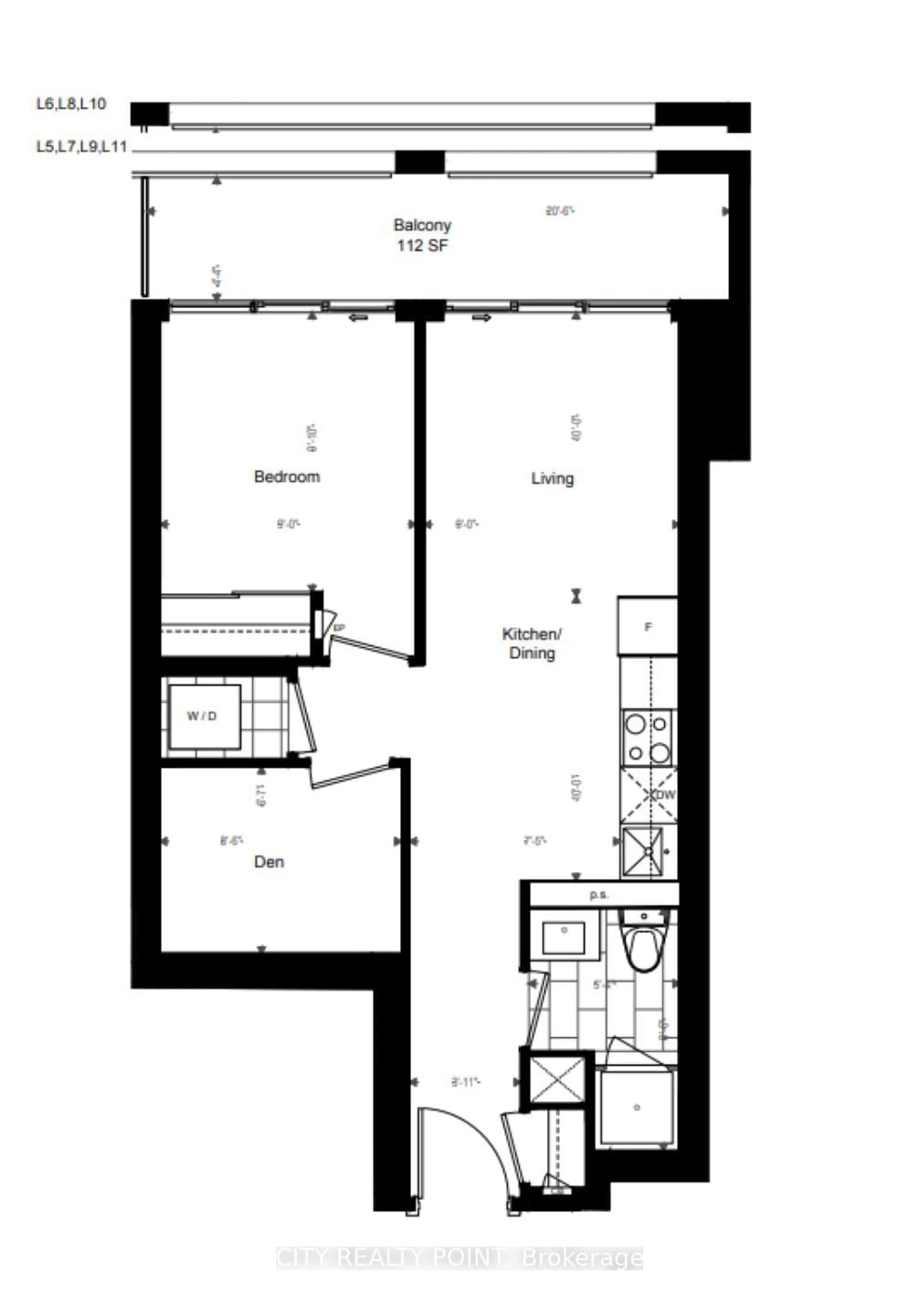 Floor plan for 60 Princess St #1031, Toronto Ontario M5A 2C7