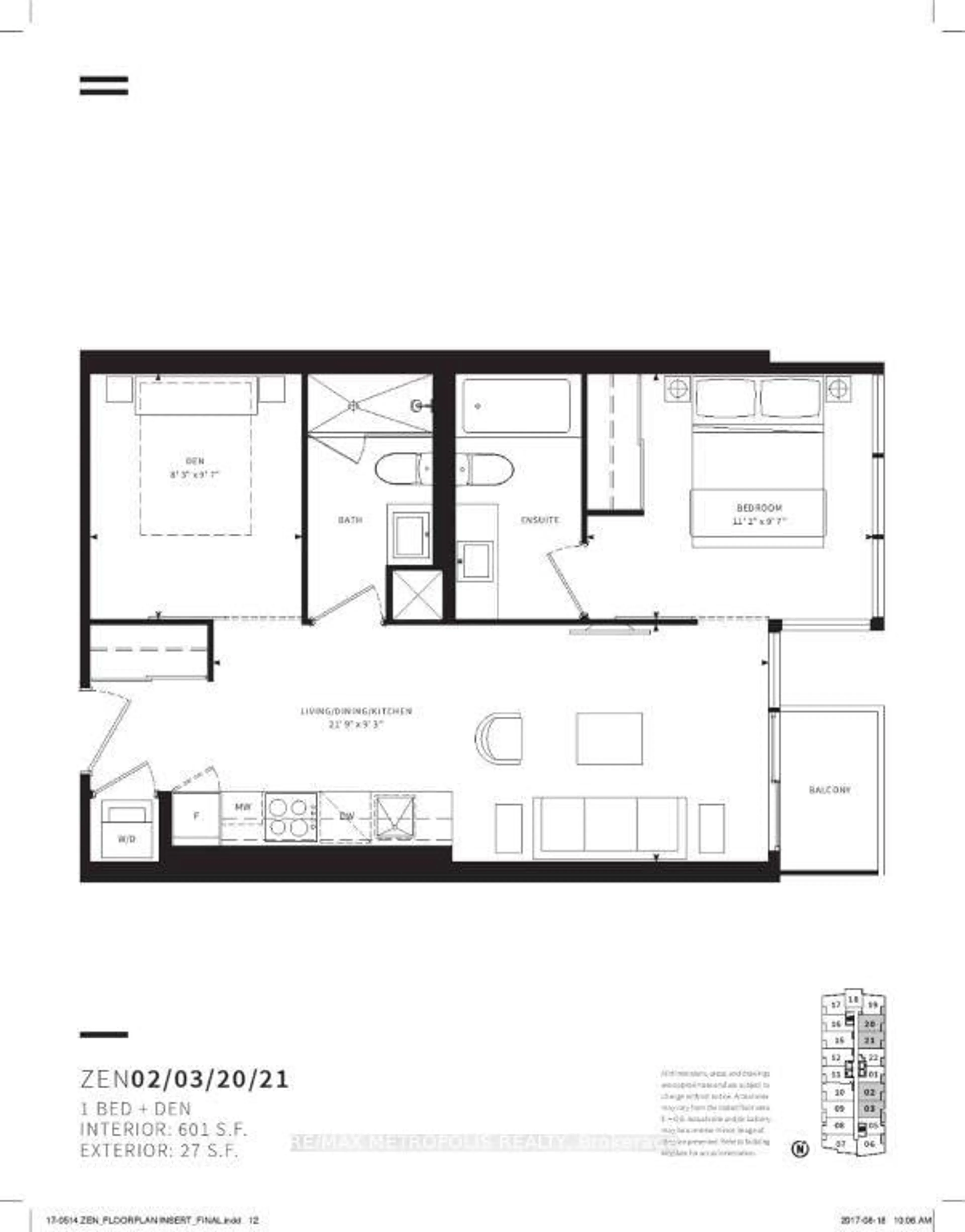 Floor plan for 19 Western Battery Rd #2603, Toronto Ontario M6K 0E3