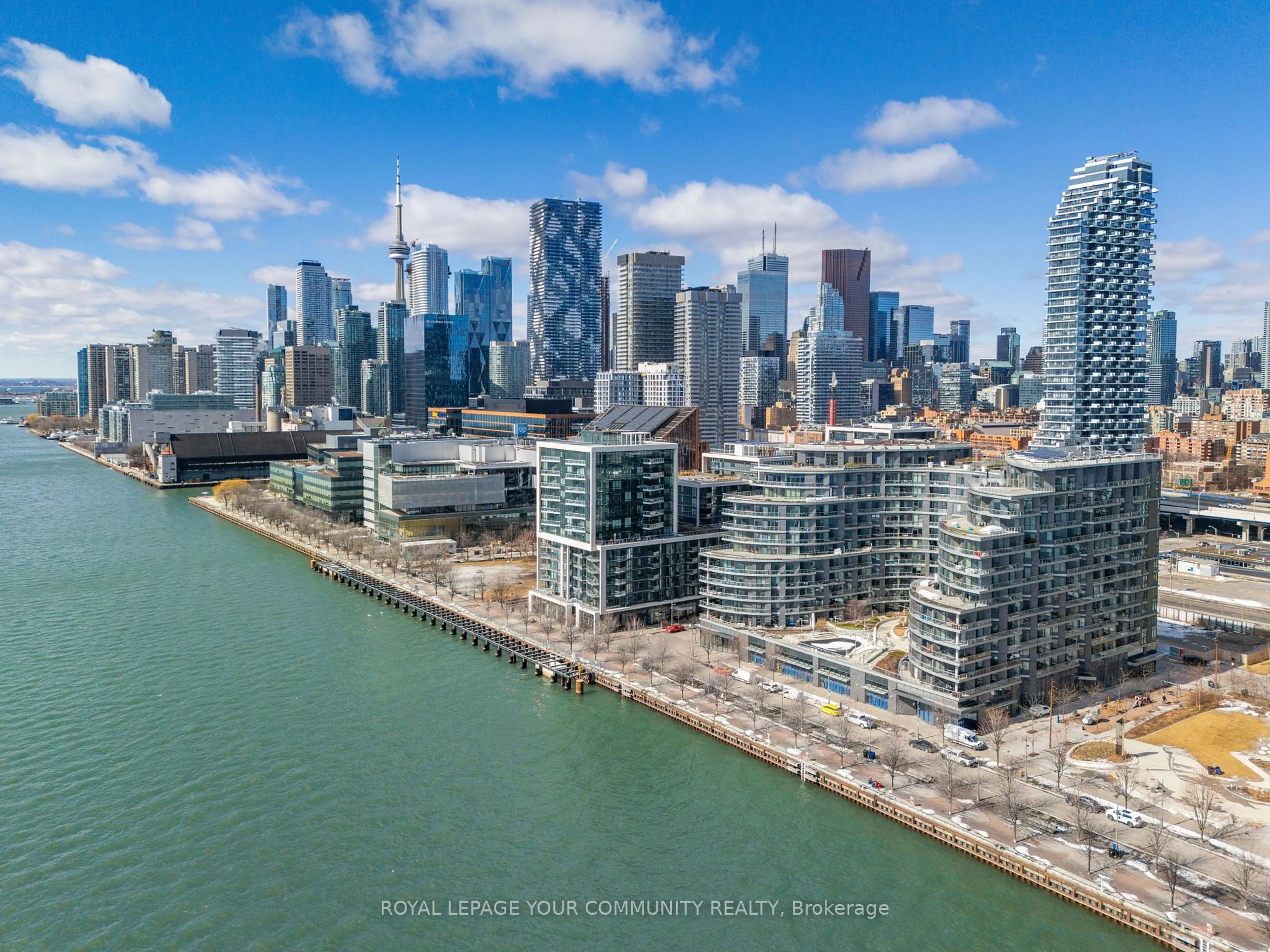 A pic from outside/outdoor area/front of a property/back of a property/a pic from drone, city buildings view from balcony for 1 Edgewater Dr #GPH29, Toronto Ontario M5A 0L1