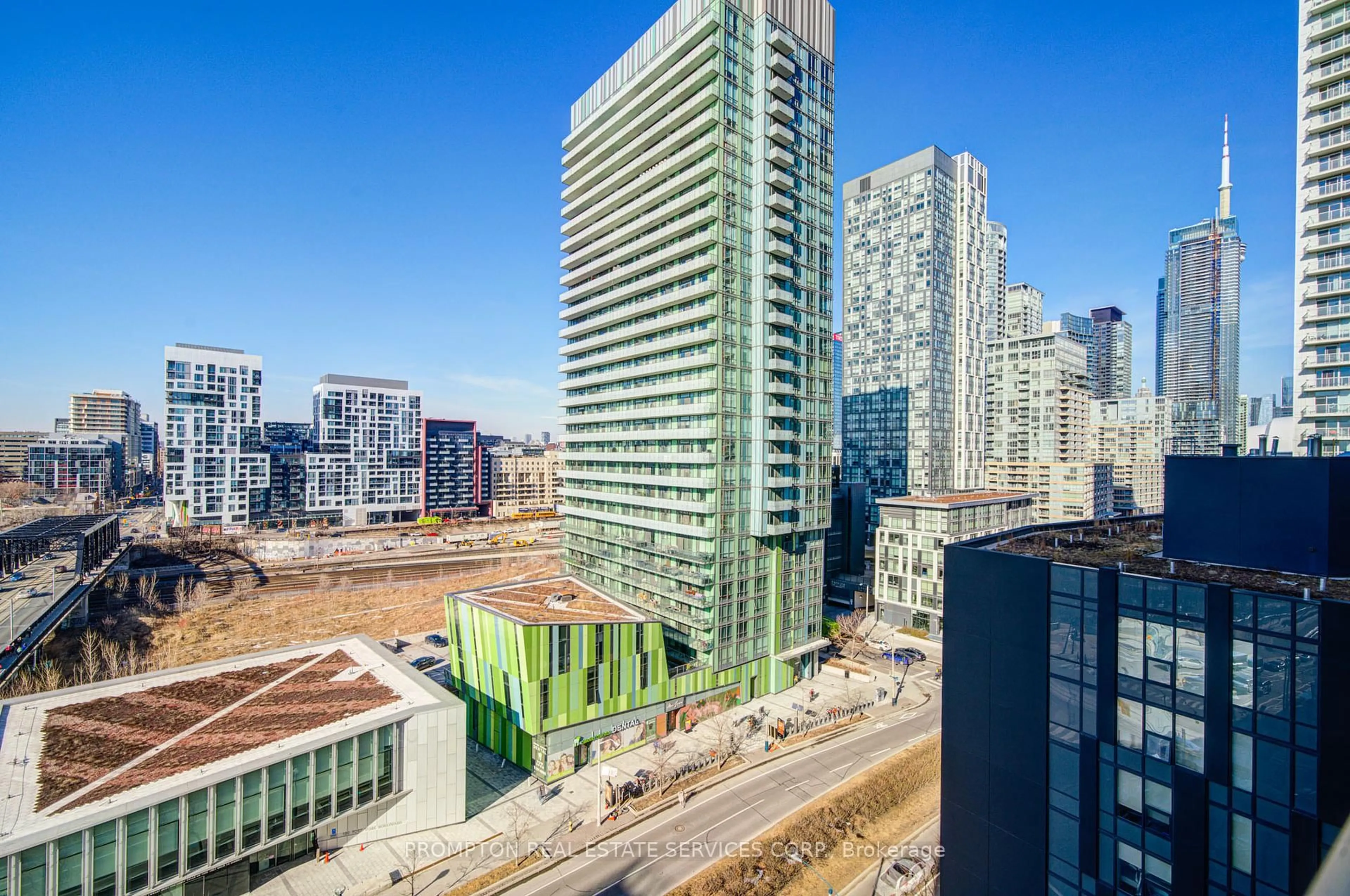 A pic from outside/outdoor area/front of a property/back of a property/a pic from drone, city buildings view from balcony for 80 Queens Wharf Rd #1205, Toronto Ontario M5V 0J3