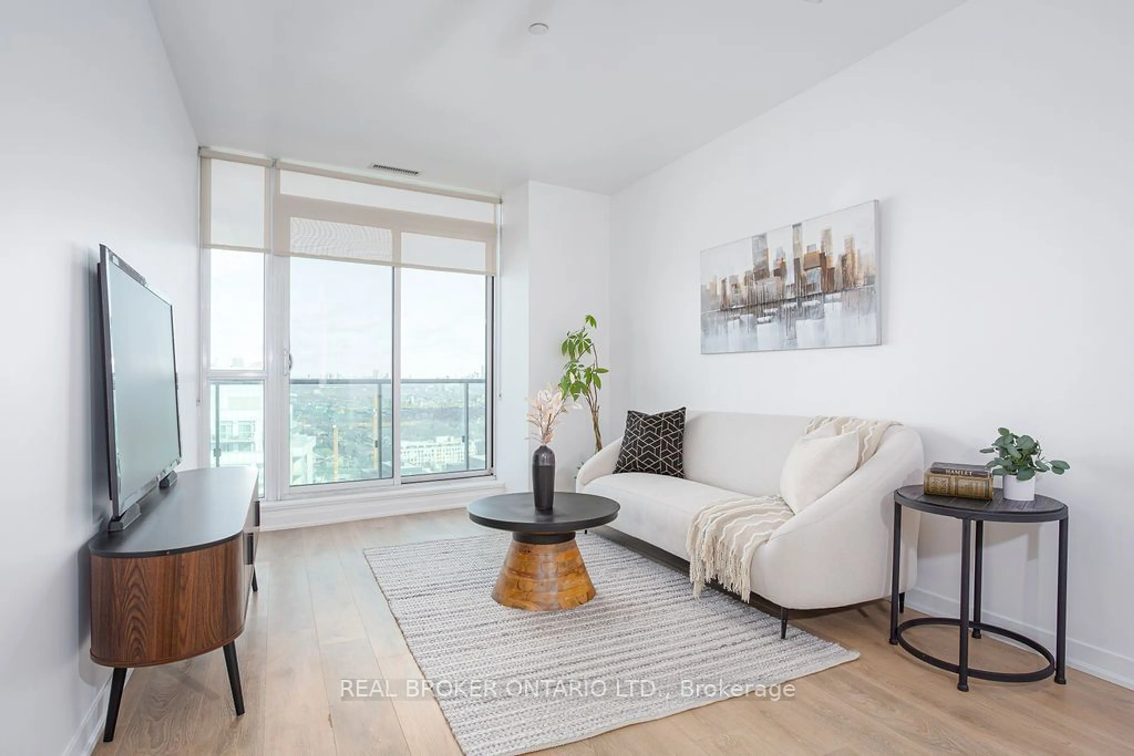 Living room with furniture, wood/laminate floor for 150 East Liberty St #3111, Toronto Ontario M6K 3R5