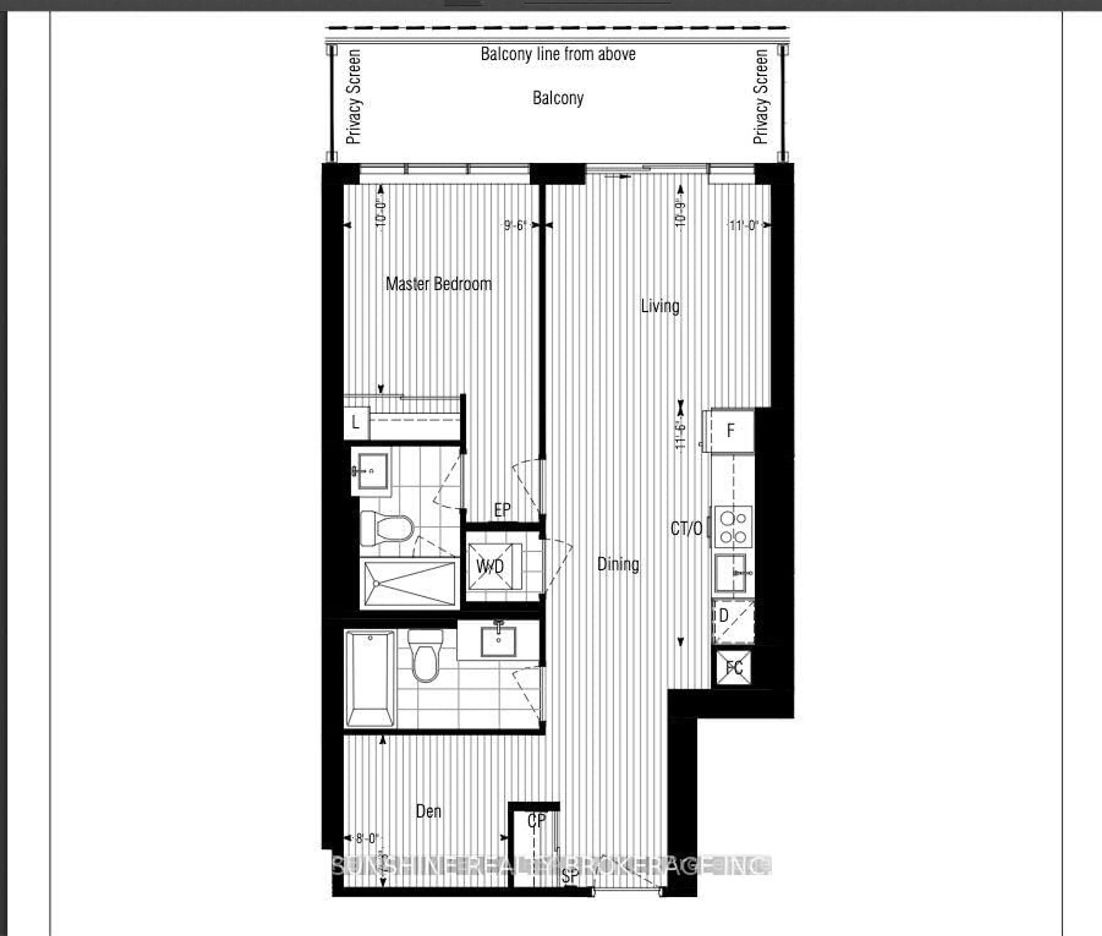 Floor plan for 20 Inn on the Park Dr #1533, Toronto Ontario M3C 0P8