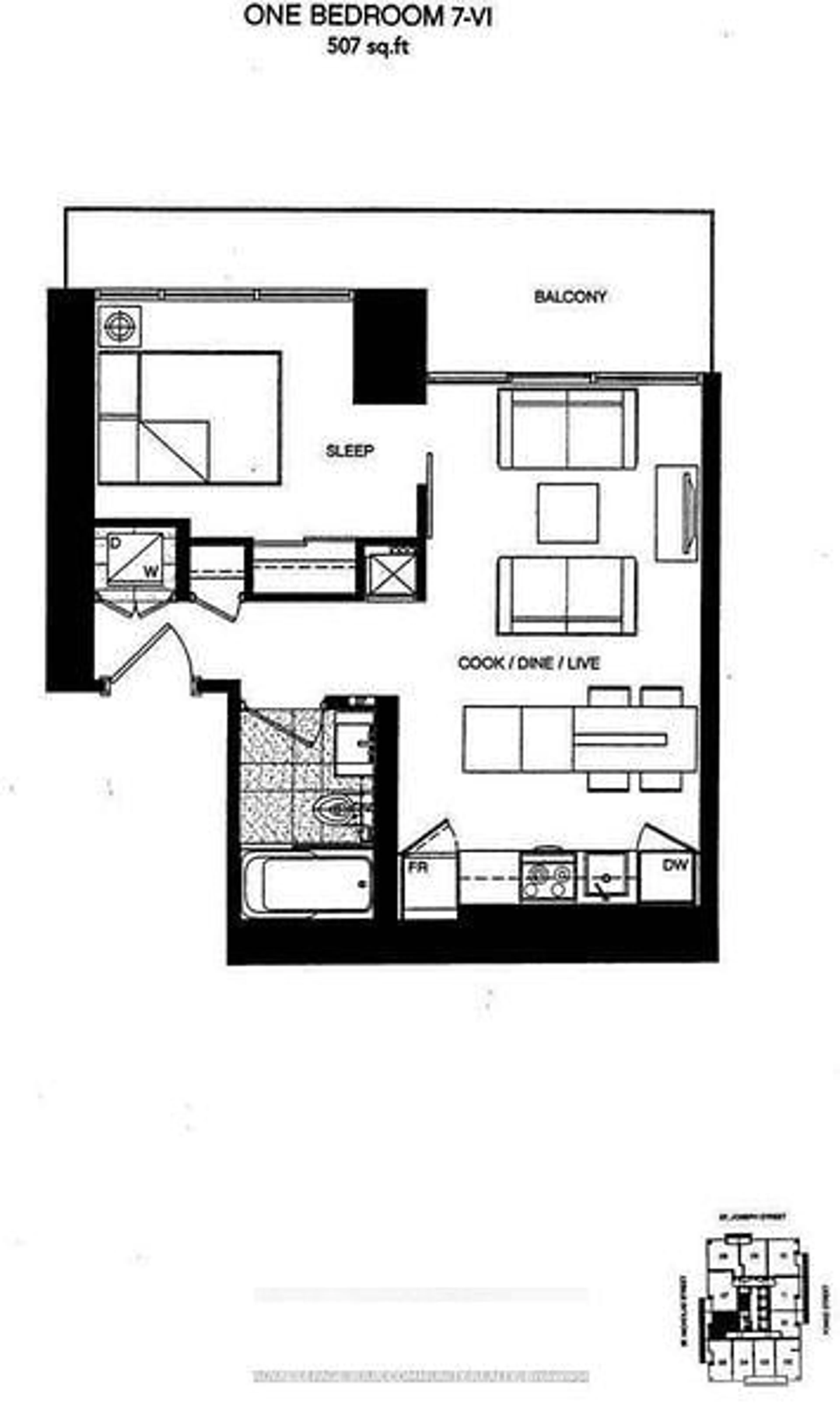 Floor plan for 5 St Joseph St #1806, Toronto Ontario M4Y 0B6