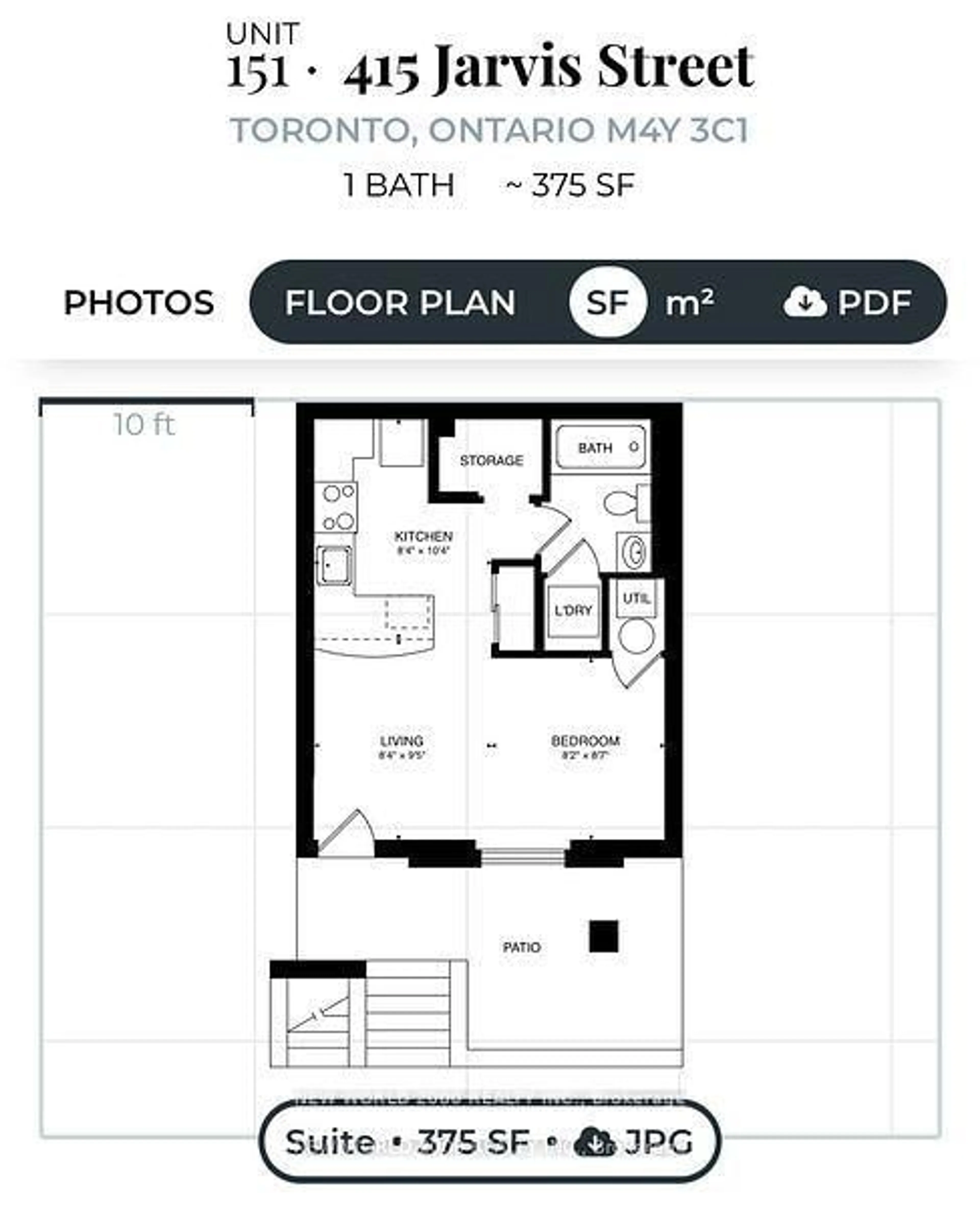 Floor plan for 415 Jarvis St #151, Toronto Ontario M4Y 3C1