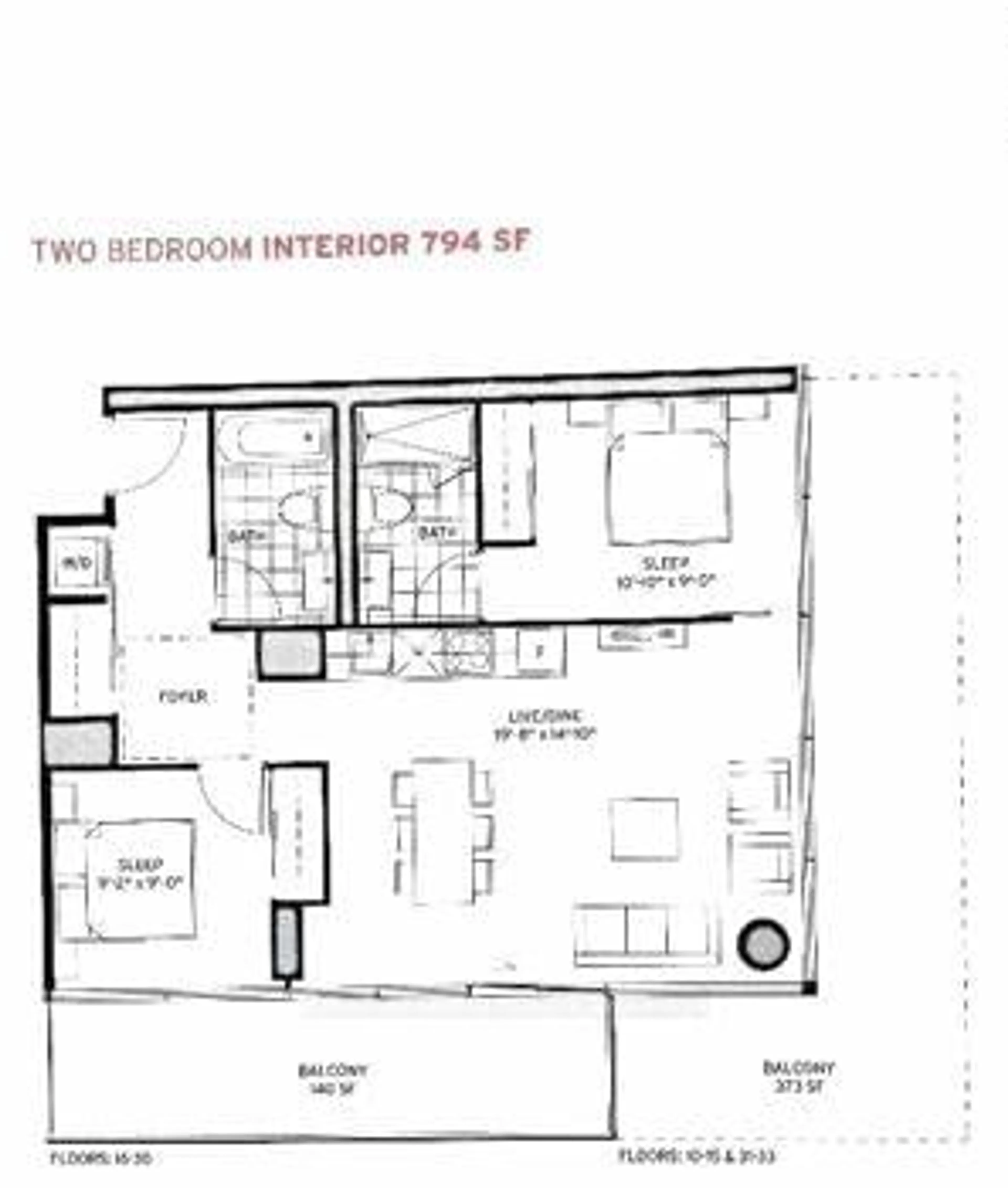 Floor plan for 185 Roehampton Ave #2309, Toronto Ontario M4P 1R4