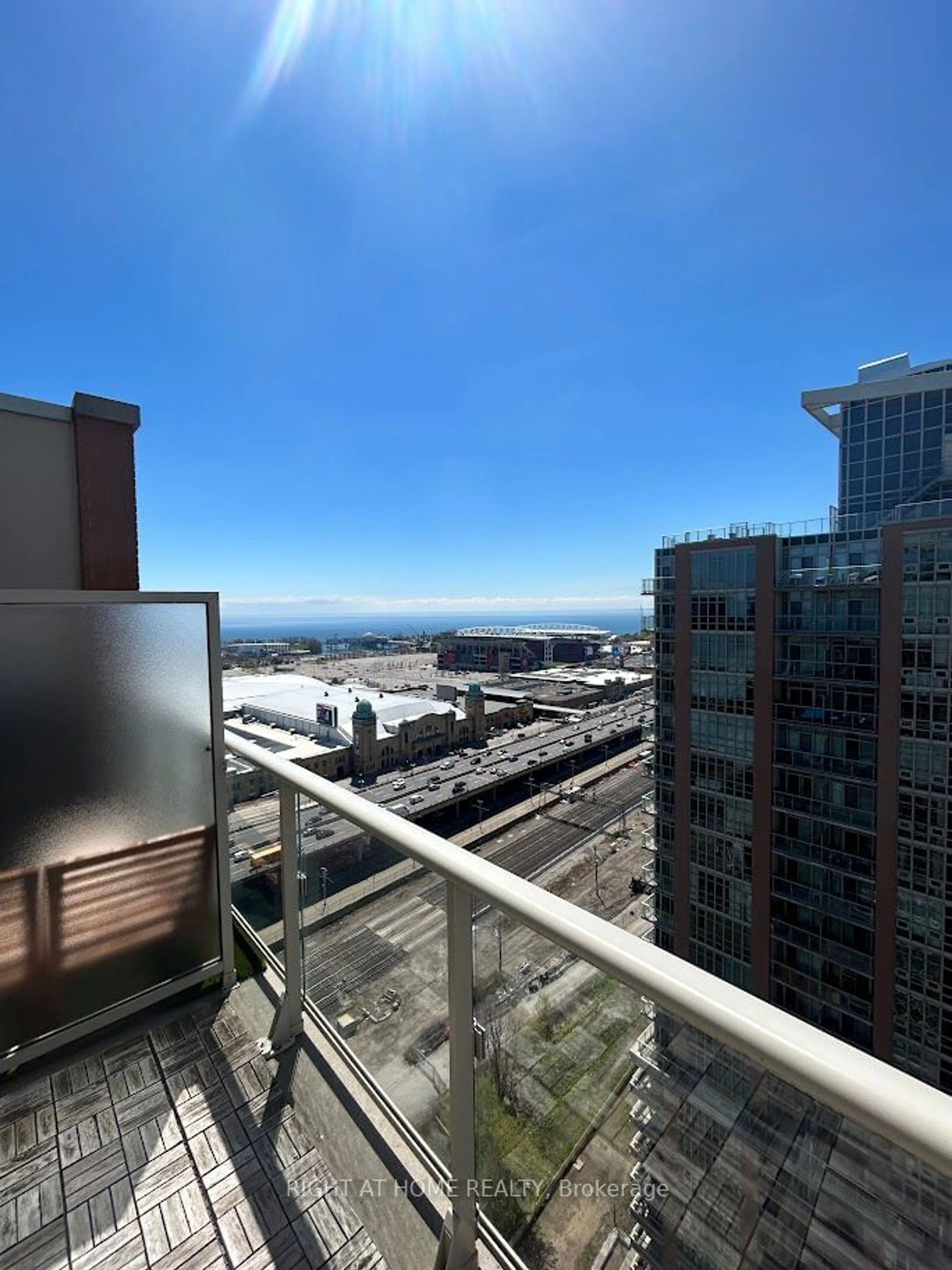 Balcony in the apartment, city buildings view from balcony for 65 East Liberty St #2306, Toronto Ontario M6K 3R2