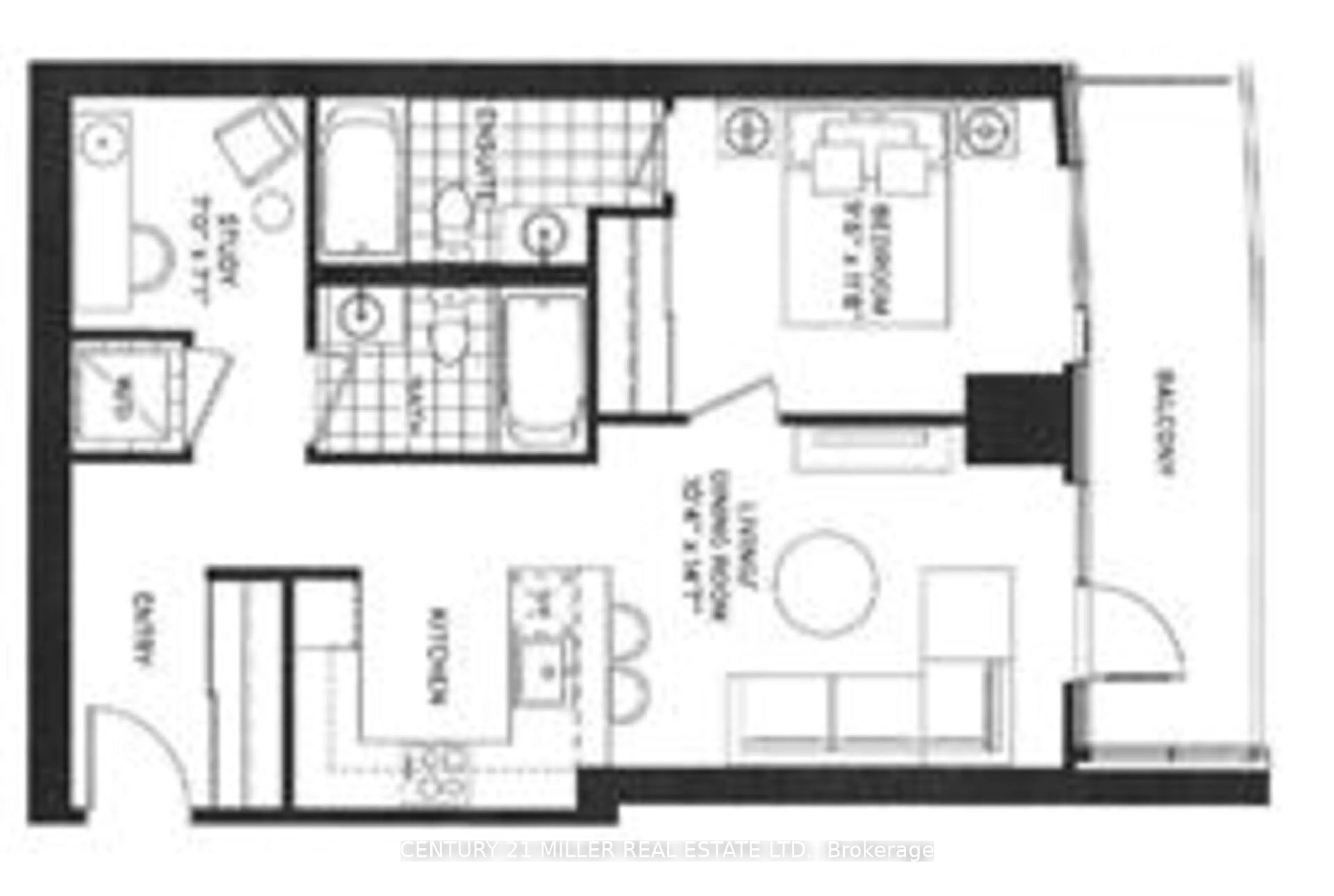 Floor plan for 21 Widmer St #3701, Toronto Ontario M5V 0B8