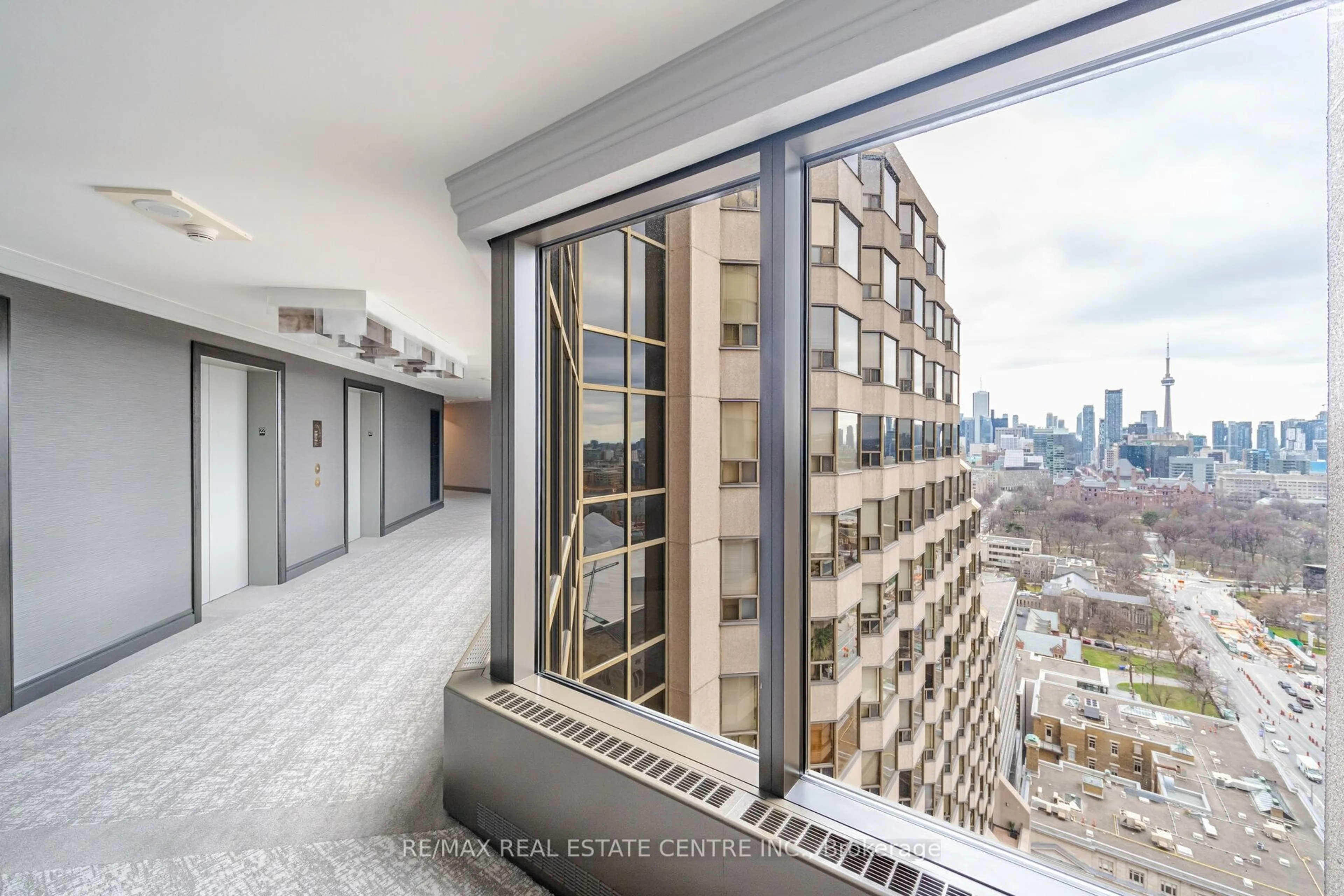 Balcony in the apartment, city buildings view from balcony for 175 Cumberland St #2201, Toronto Ontario M5R 3M9