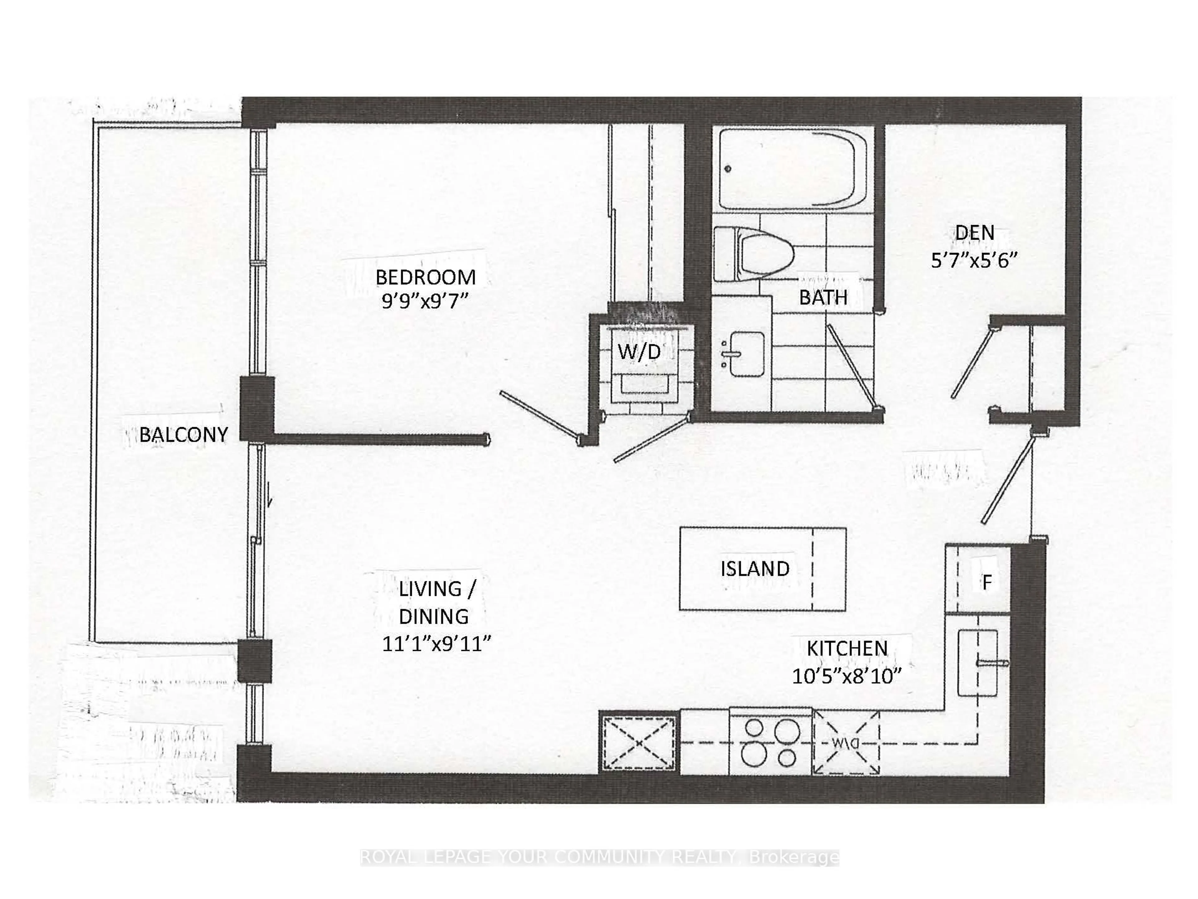 Floor plan for 38 Iannuzzi St #1208, Toronto Ontario M5V 0S2