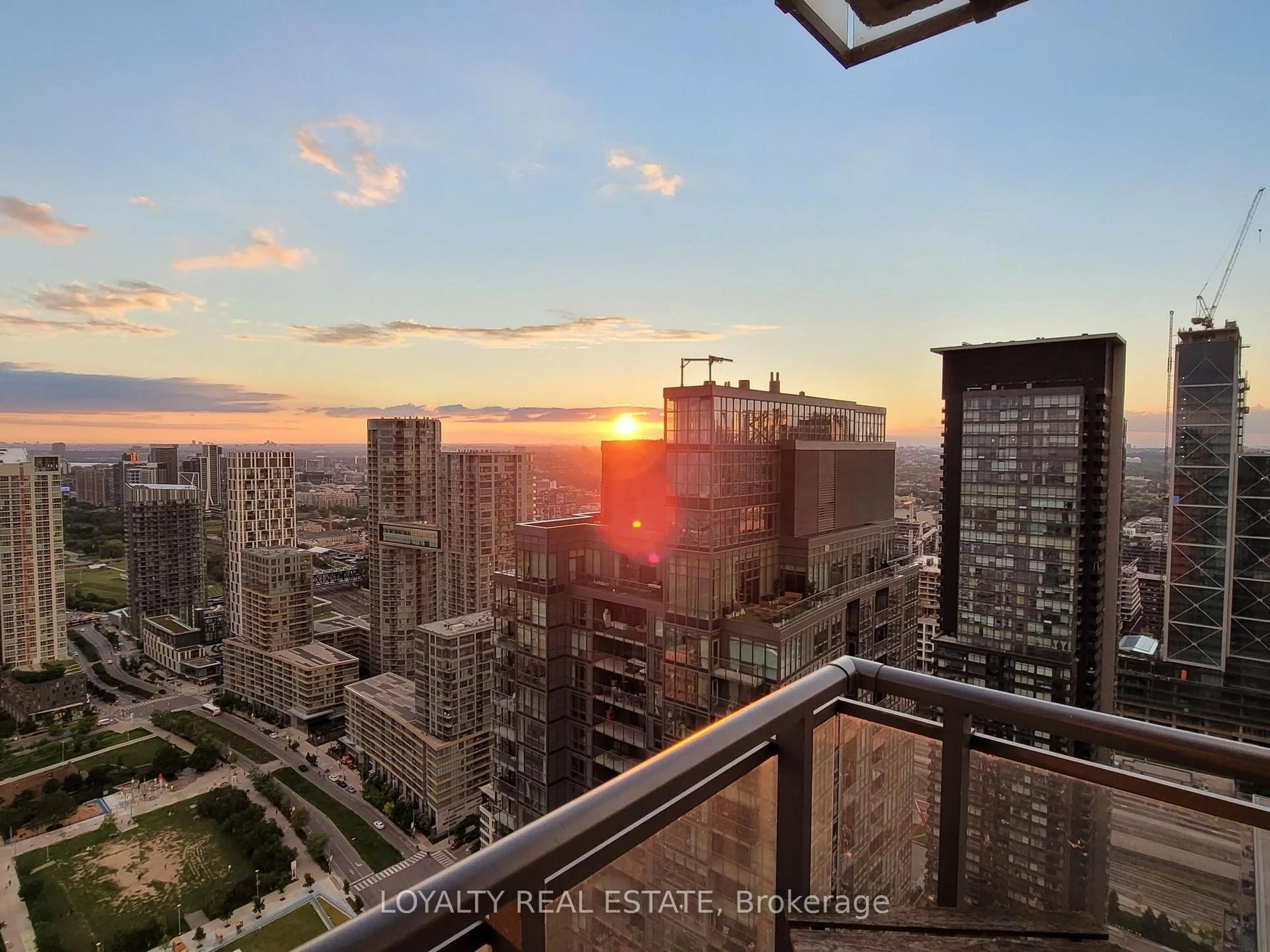 Balcony in the apartment, city buildings view from balcony for 11 Brunel Crt #5203, Toronto Ontario M5V 3Y3