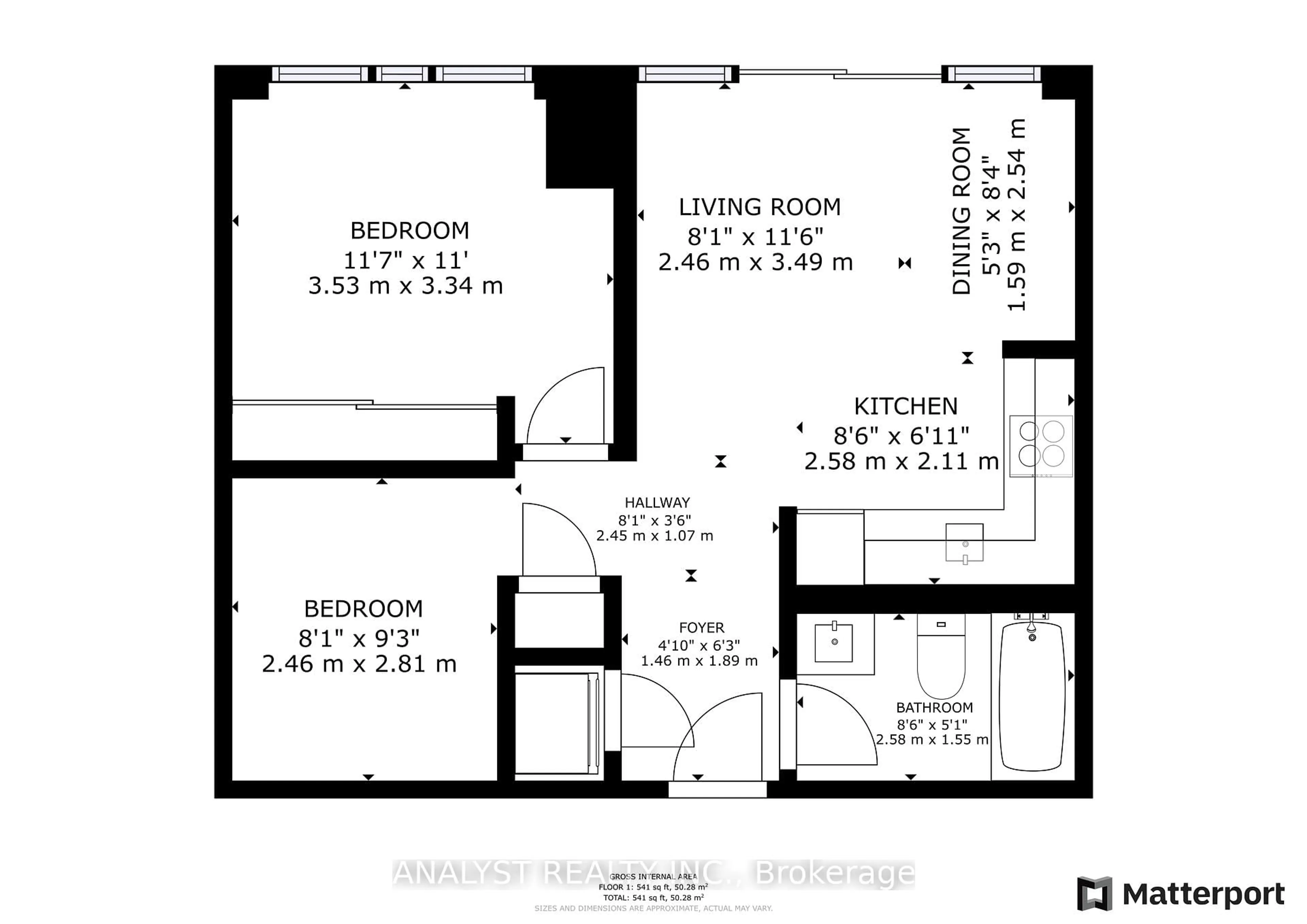 Floor plan for 120 Parliament St #1603, Toronto Ontario M5A 2Y8