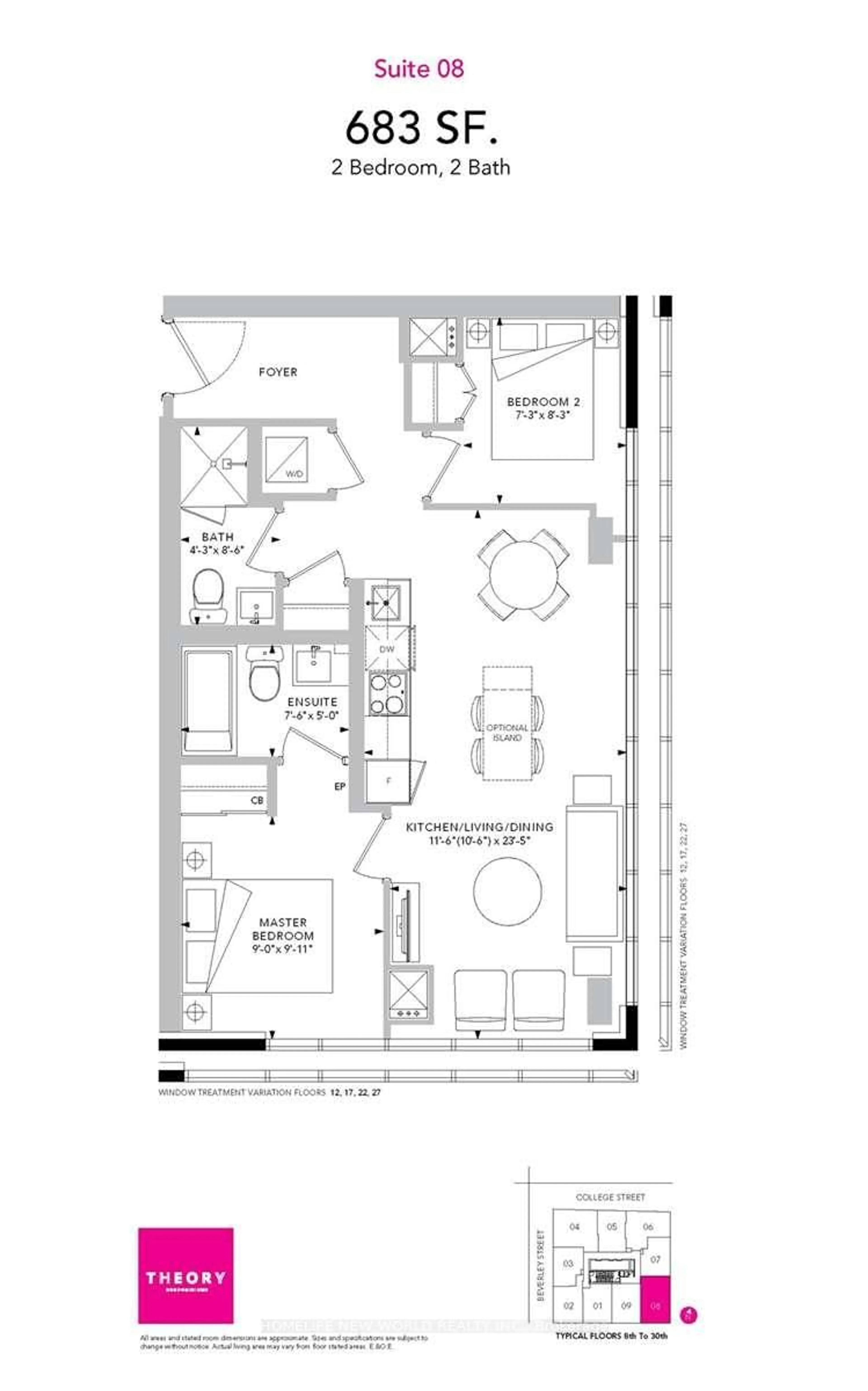 Floor plan for 203 College St #1408, Toronto Ontario M5T 1P9