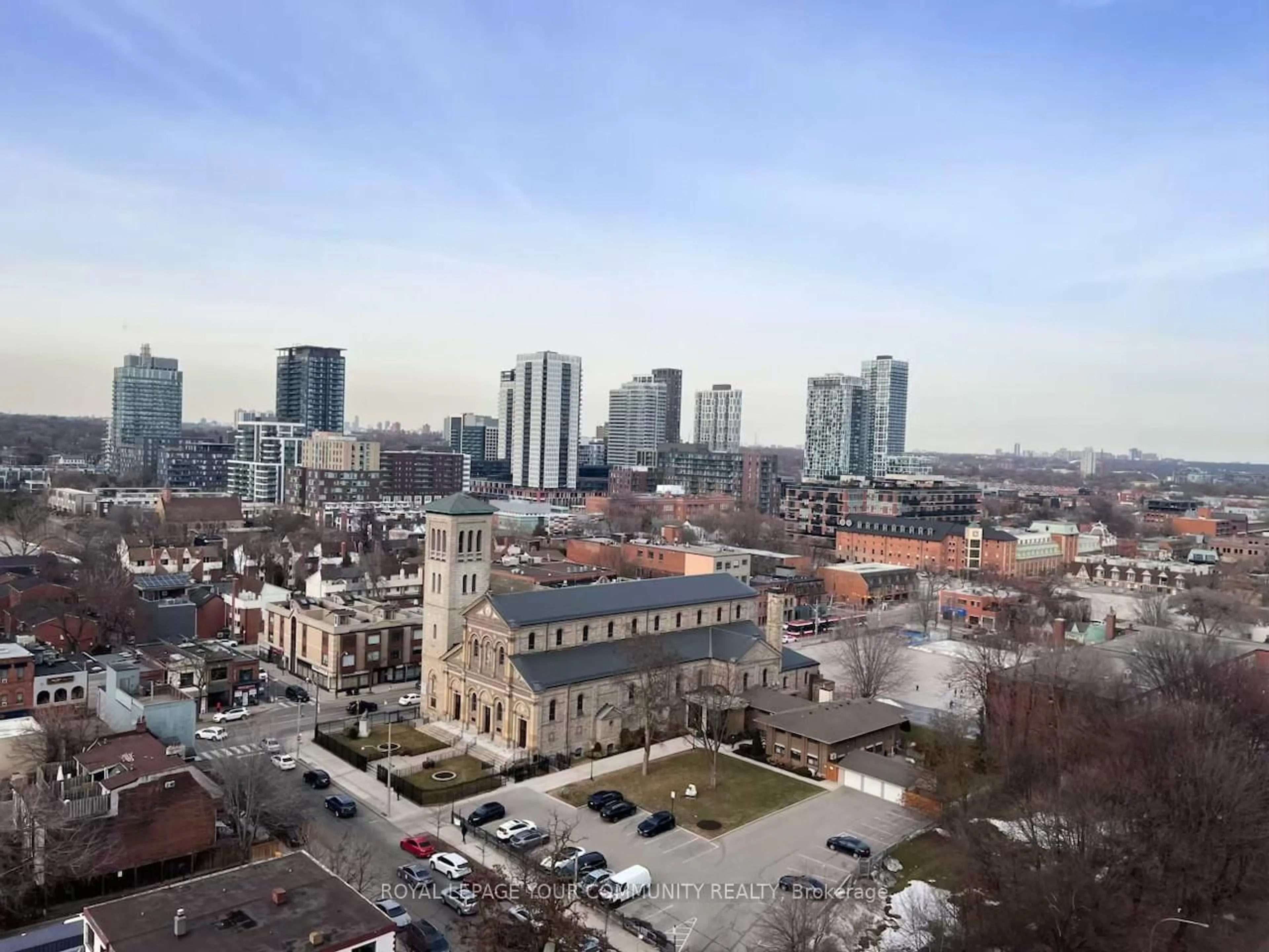 A pic from outside/outdoor area/front of a property/back of a property/a pic from drone, city buildings view from balcony for 50 Power St #1327, Toronto Ontario M5A 0V3