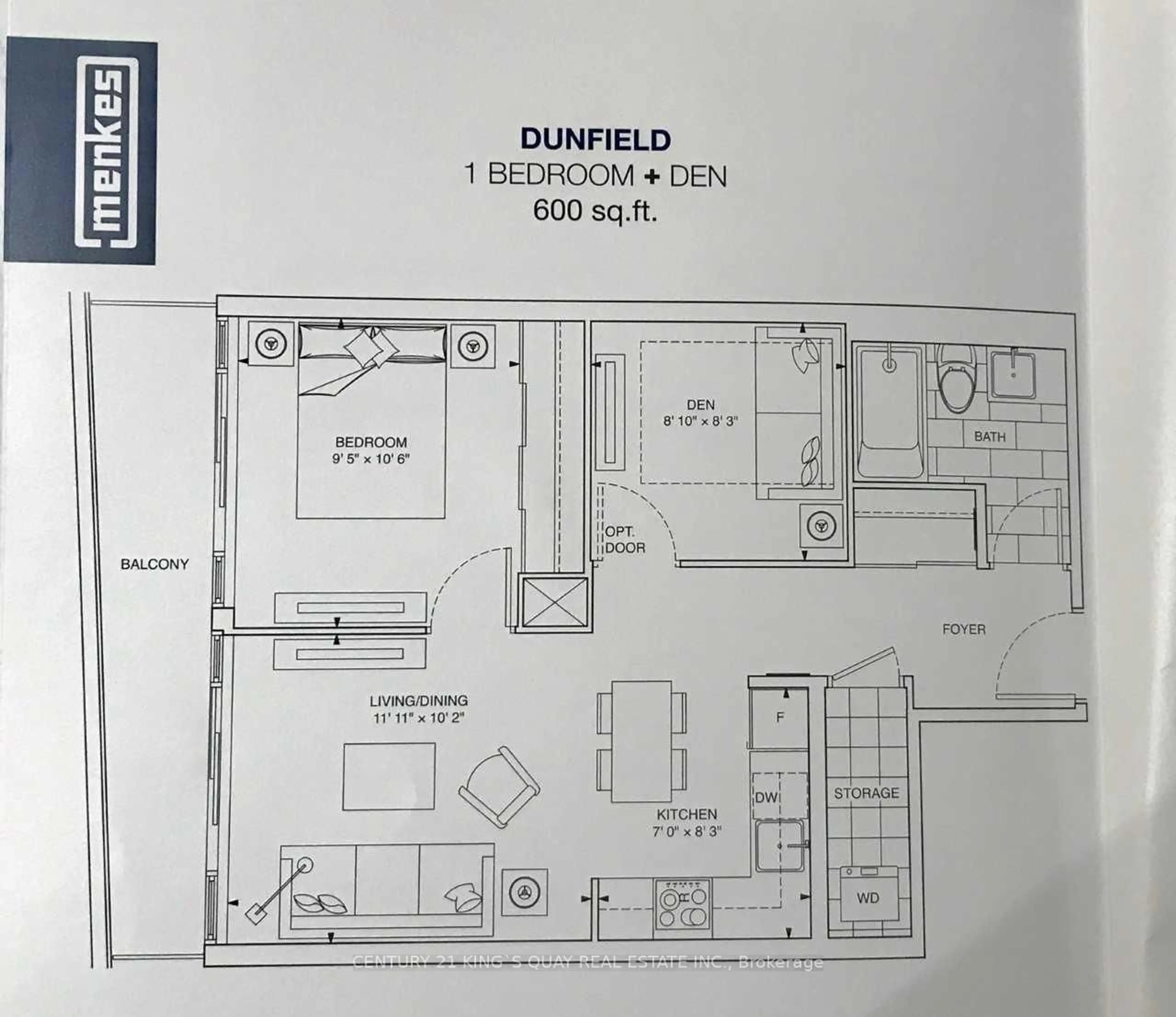 Floor plan for 125 Redpath Ave #3307, Toronto Ontario M4S 0B5