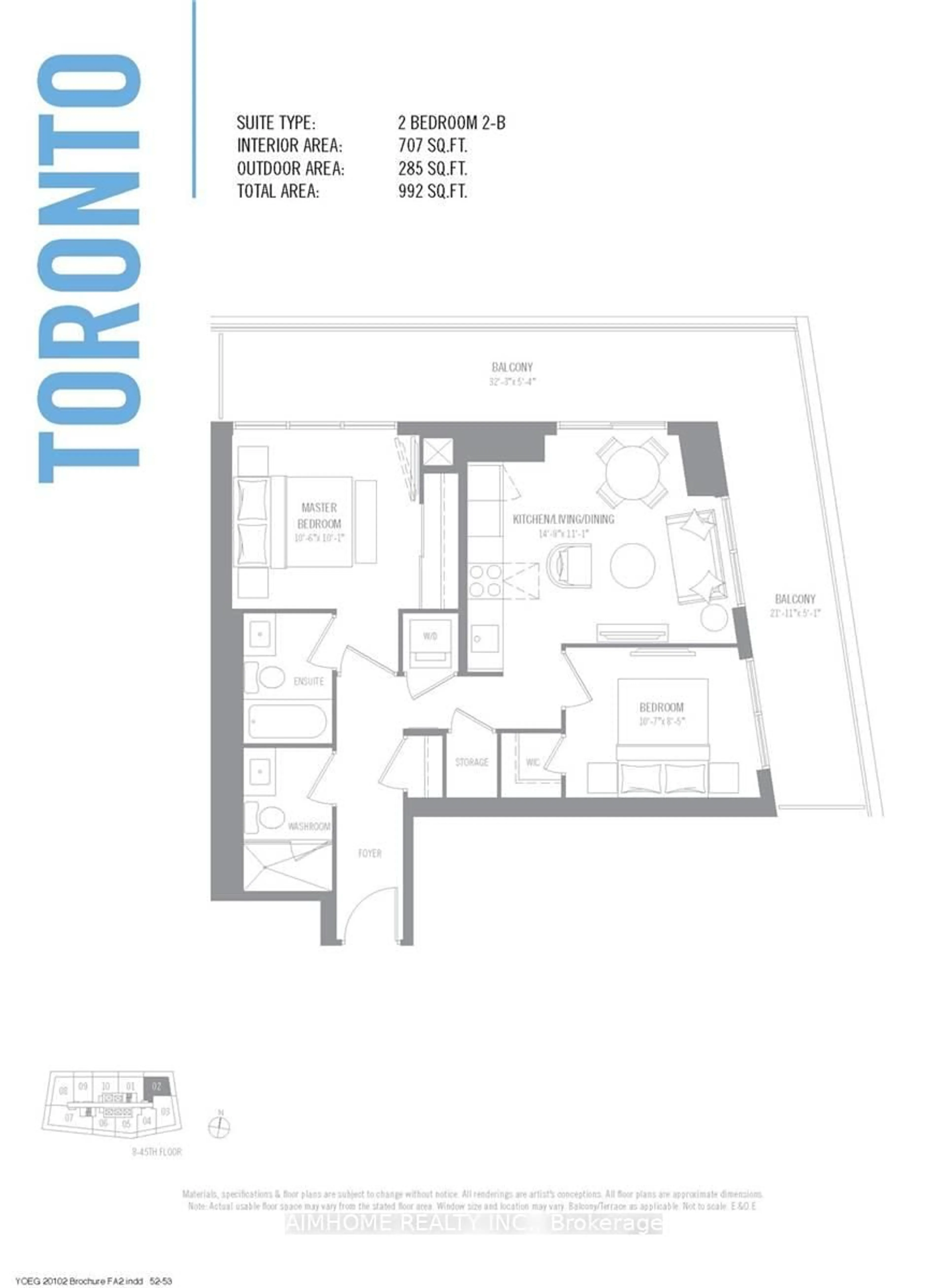 Floor plan for 2221 Yonge St #2302, Toronto Ontario M4S 2B4