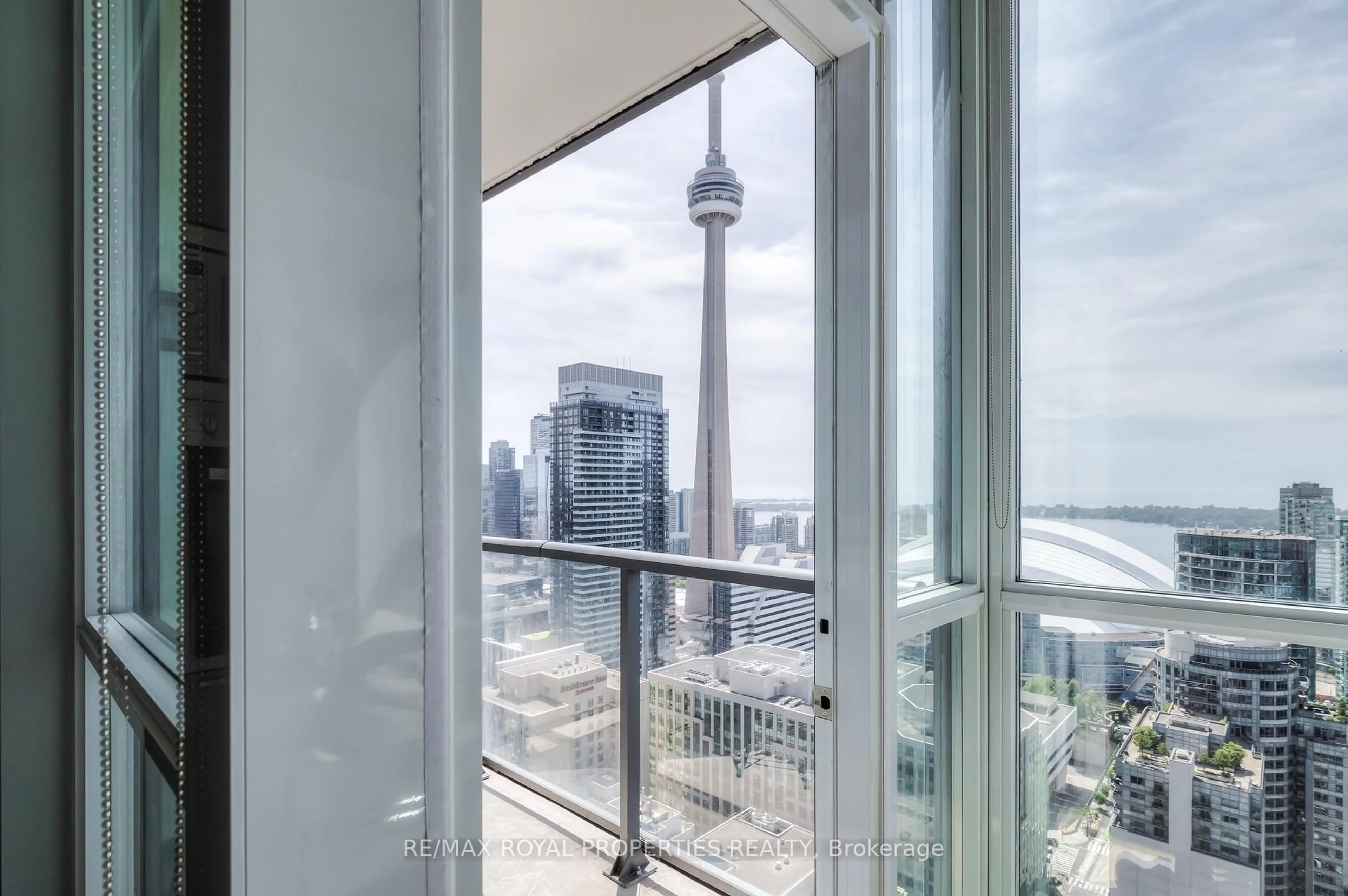 Balcony in the apartment, city buildings view from balcony for 88 Blue Jays Way #3507, Toronto Ontario M5V 2G3