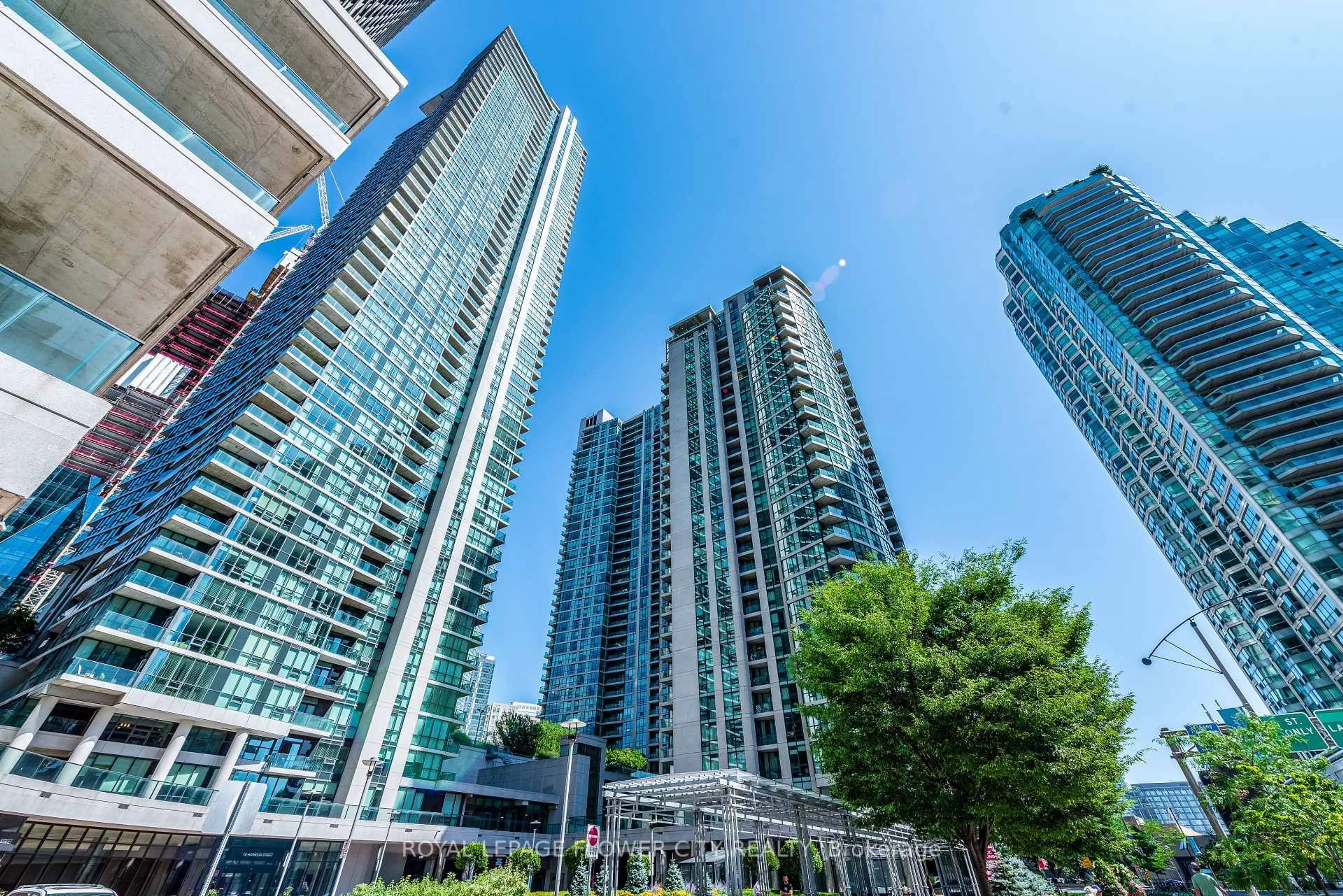 Patio, city buildings view from balcony for 18 Harbour St #1001, Toronto Ontario M5J 2Z6