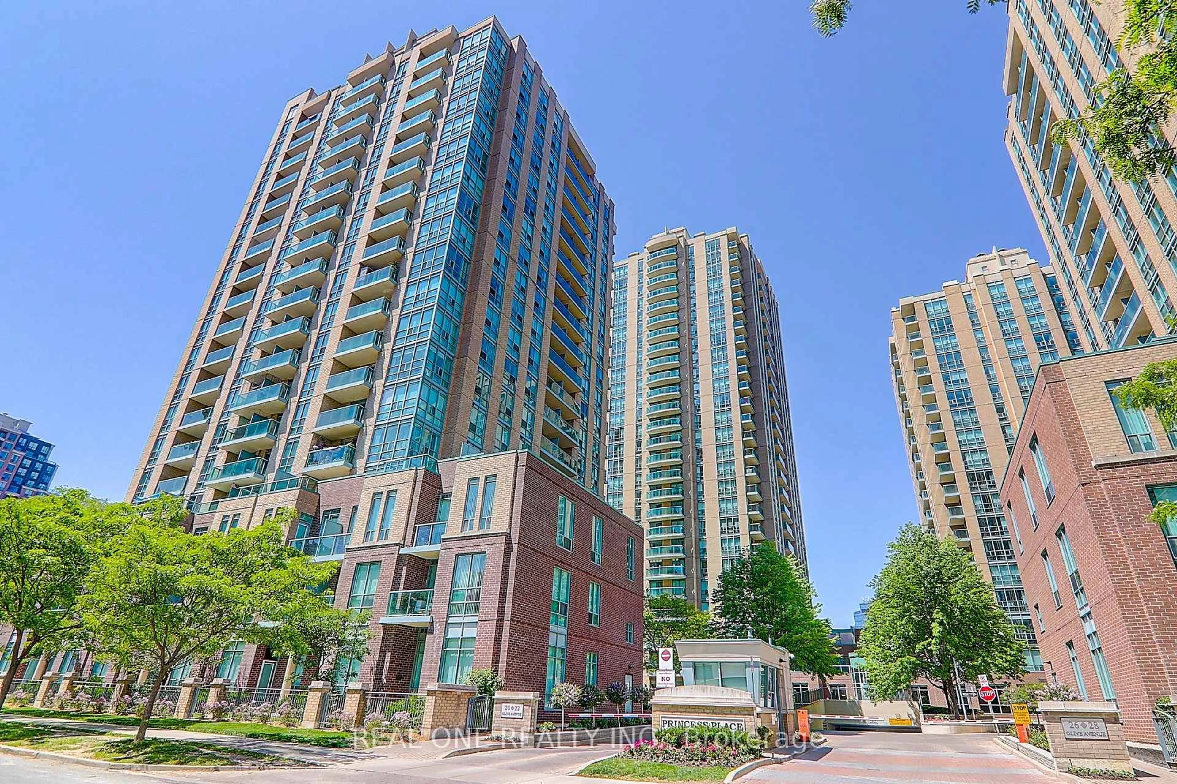 Patio, city buildings view from balcony for 20 Olive Ave #1901, Toronto Ontario M2N 7G5