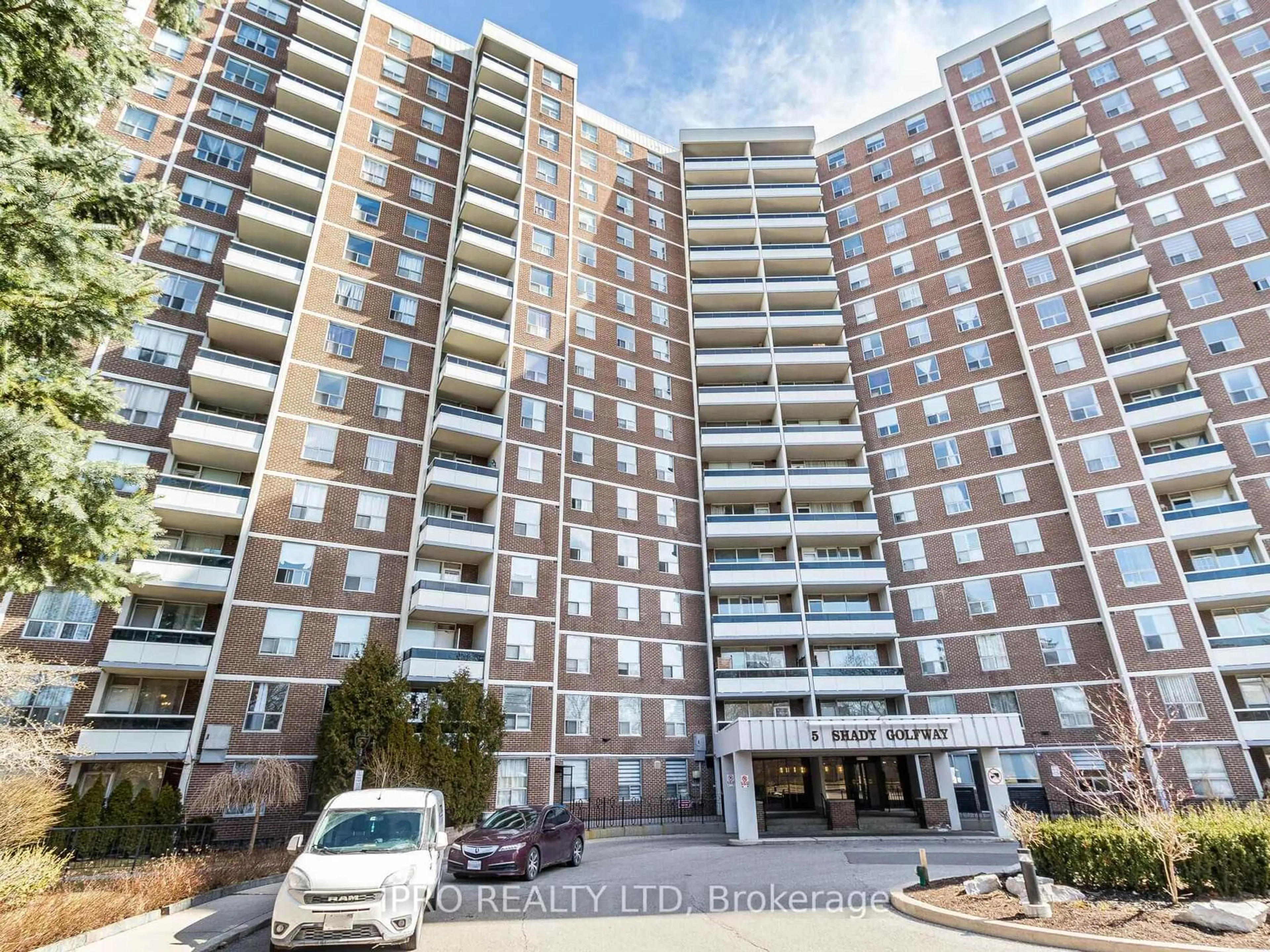 A pic from outside/outdoor area/front of a property/back of a property/a pic from drone, unknown for 5 Shady Gfwy #205, Toronto Ontario M3C 3A5