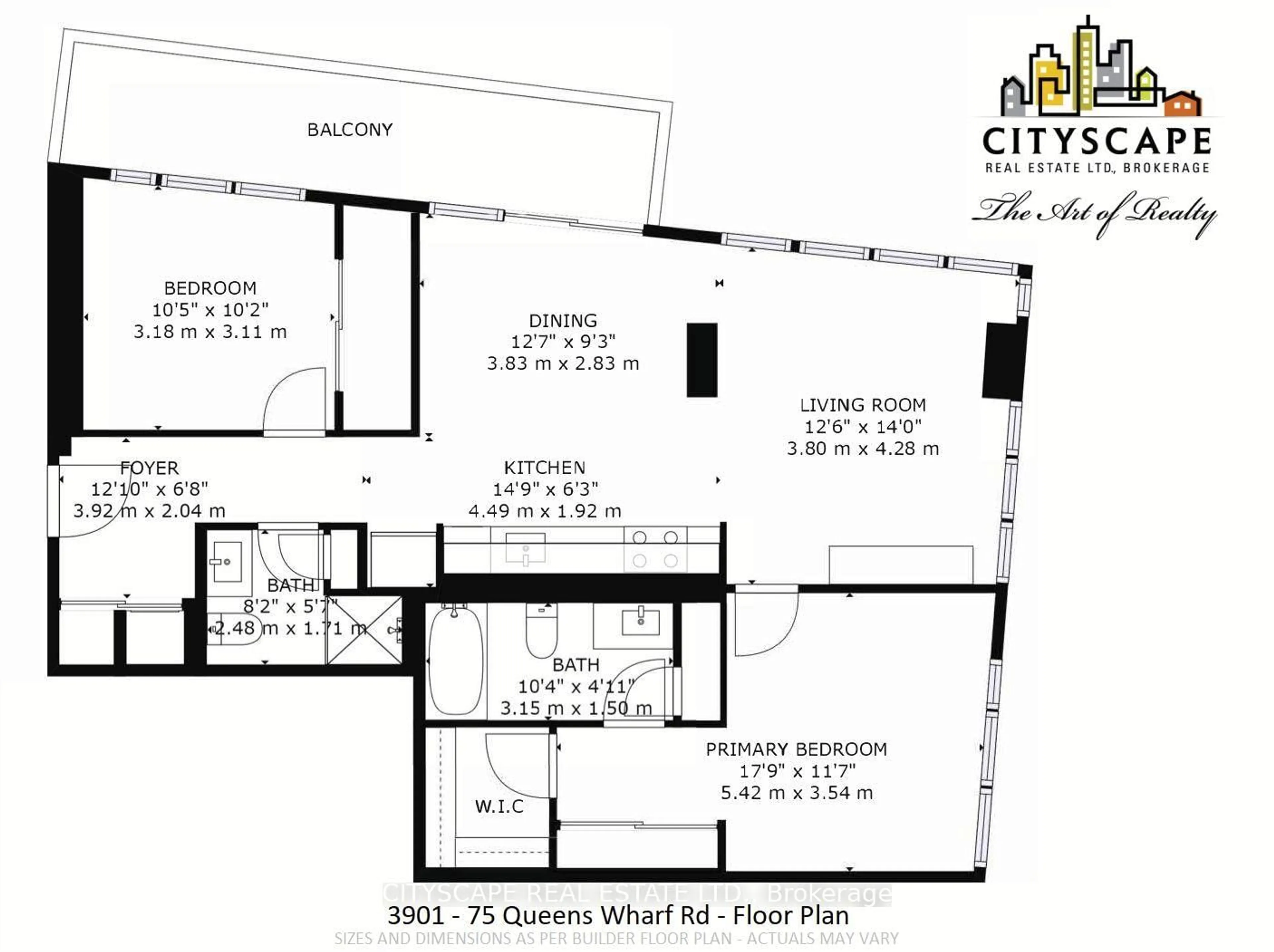 Floor plan for 75 Queens Wharf Rd #3901, Toronto Ontario M5V 0J8