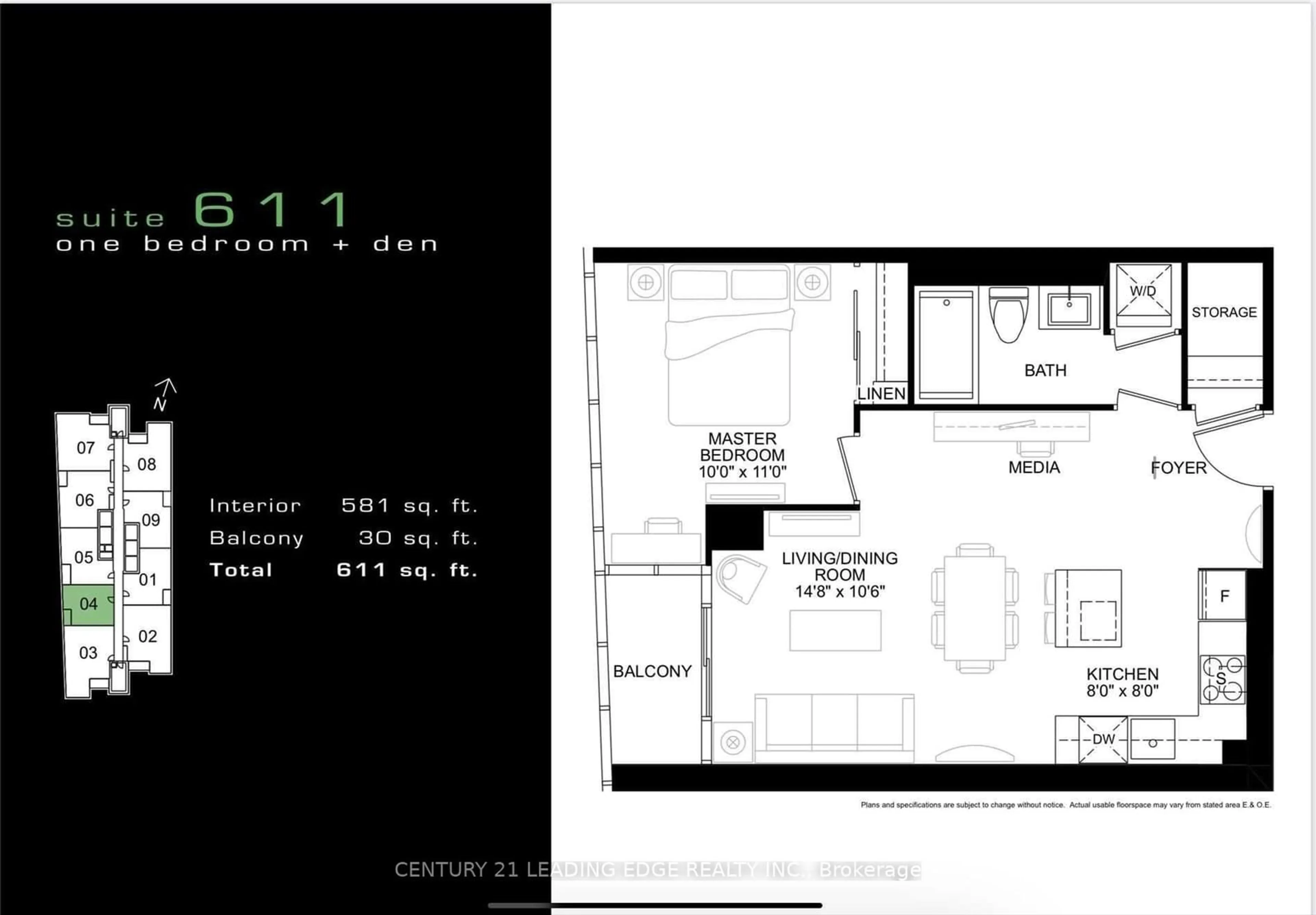 Floor plan for 9 Bogert Ave #704, Toronto Ontario M2N 0H3