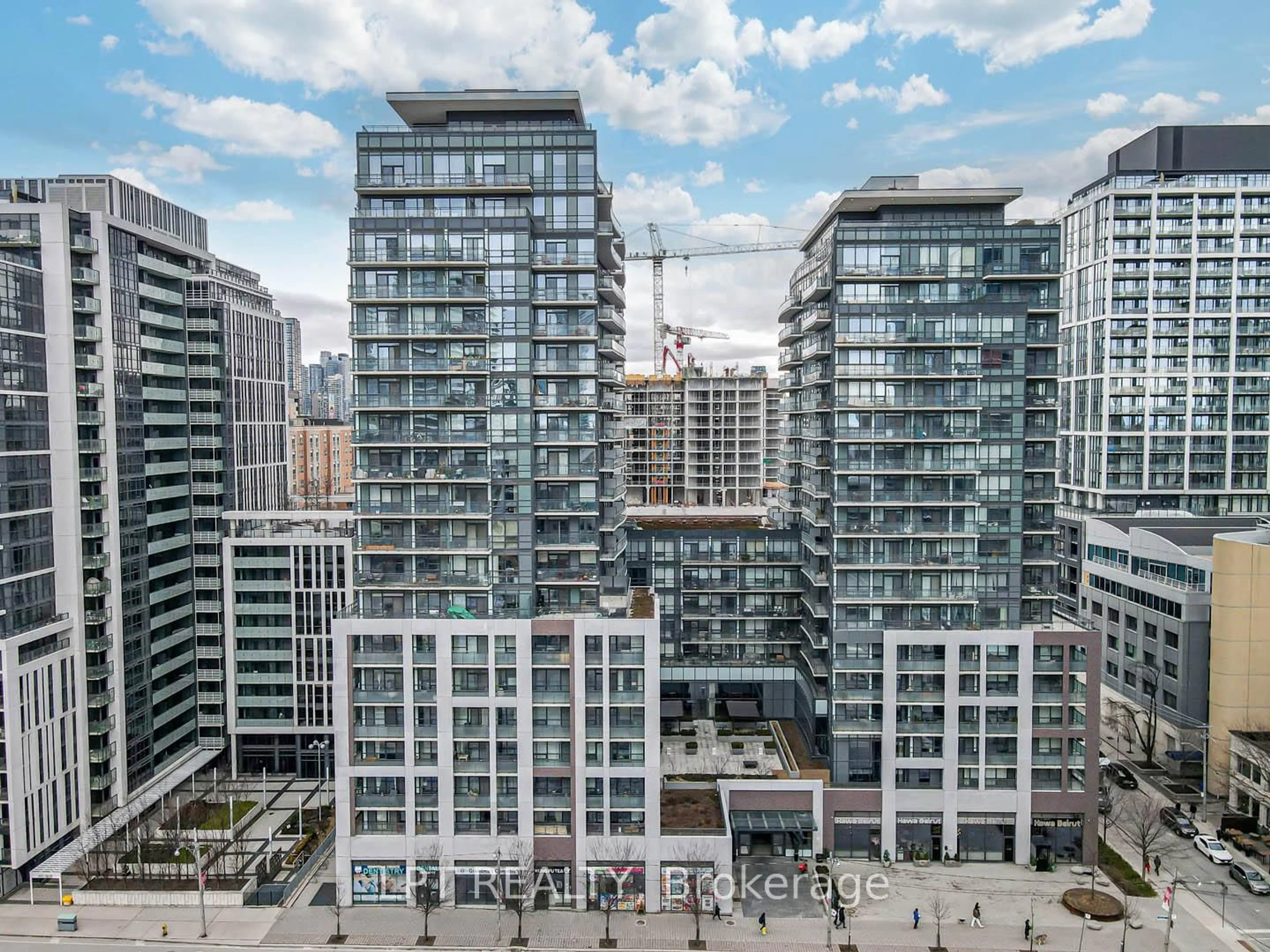 A pic from outside/outdoor area/front of a property/back of a property/a pic from drone, city buildings view from balcony for 460 Adelaide St #2112, Toronto Ontario M5A 1N6