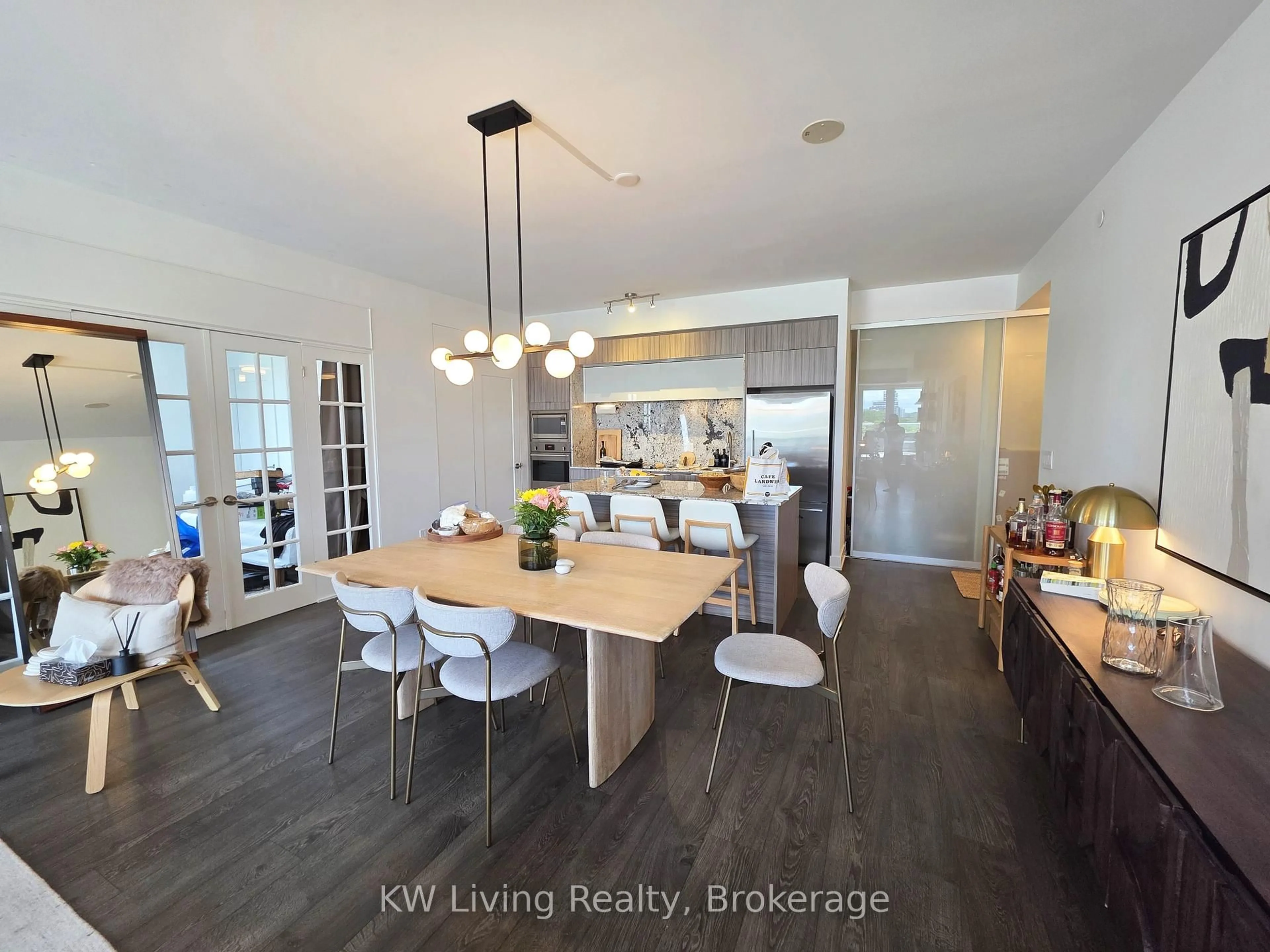 Open concept kitchen, wood/laminate floor for 38 Cameron St #608, Toronto Ontario M5T 0C3