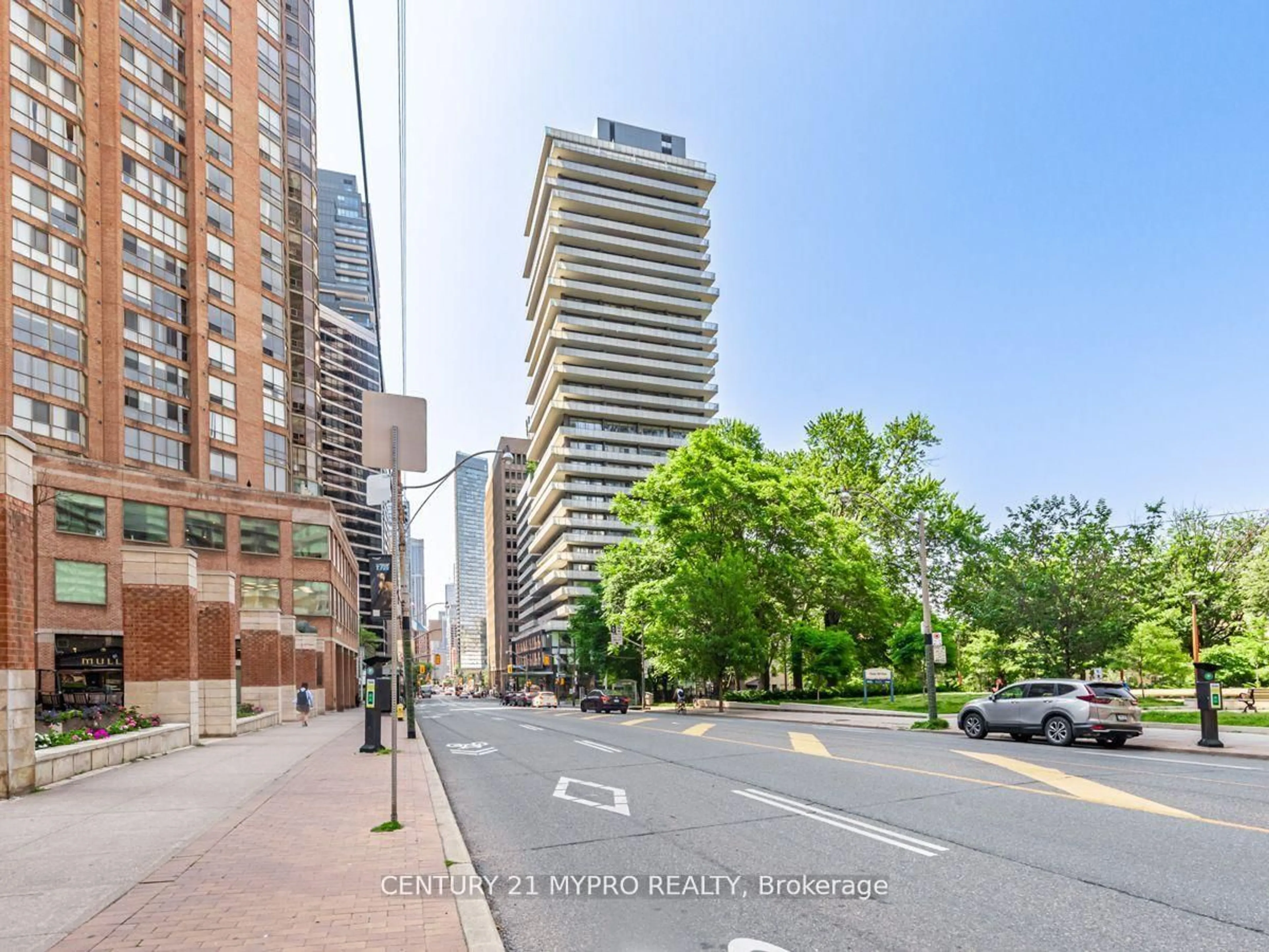 A pic from outside/outdoor area/front of a property/back of a property/a pic from drone, city buildings view from balcony for 57 St. Joseph St #313, Toronto Ontario M5S 0C5
