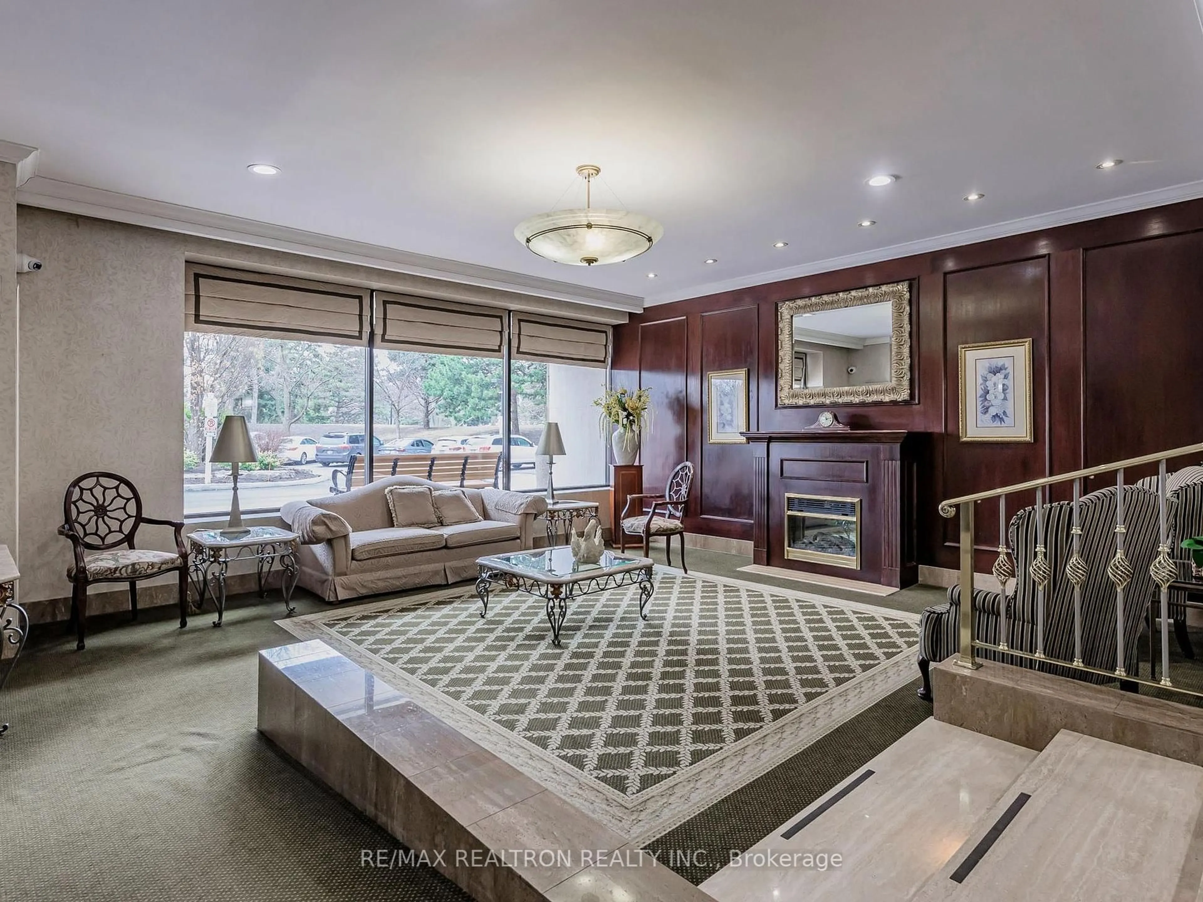 Living room with furniture, carpet floor for 131 Torresdale Ave #403, Toronto Ontario M2R 3T1