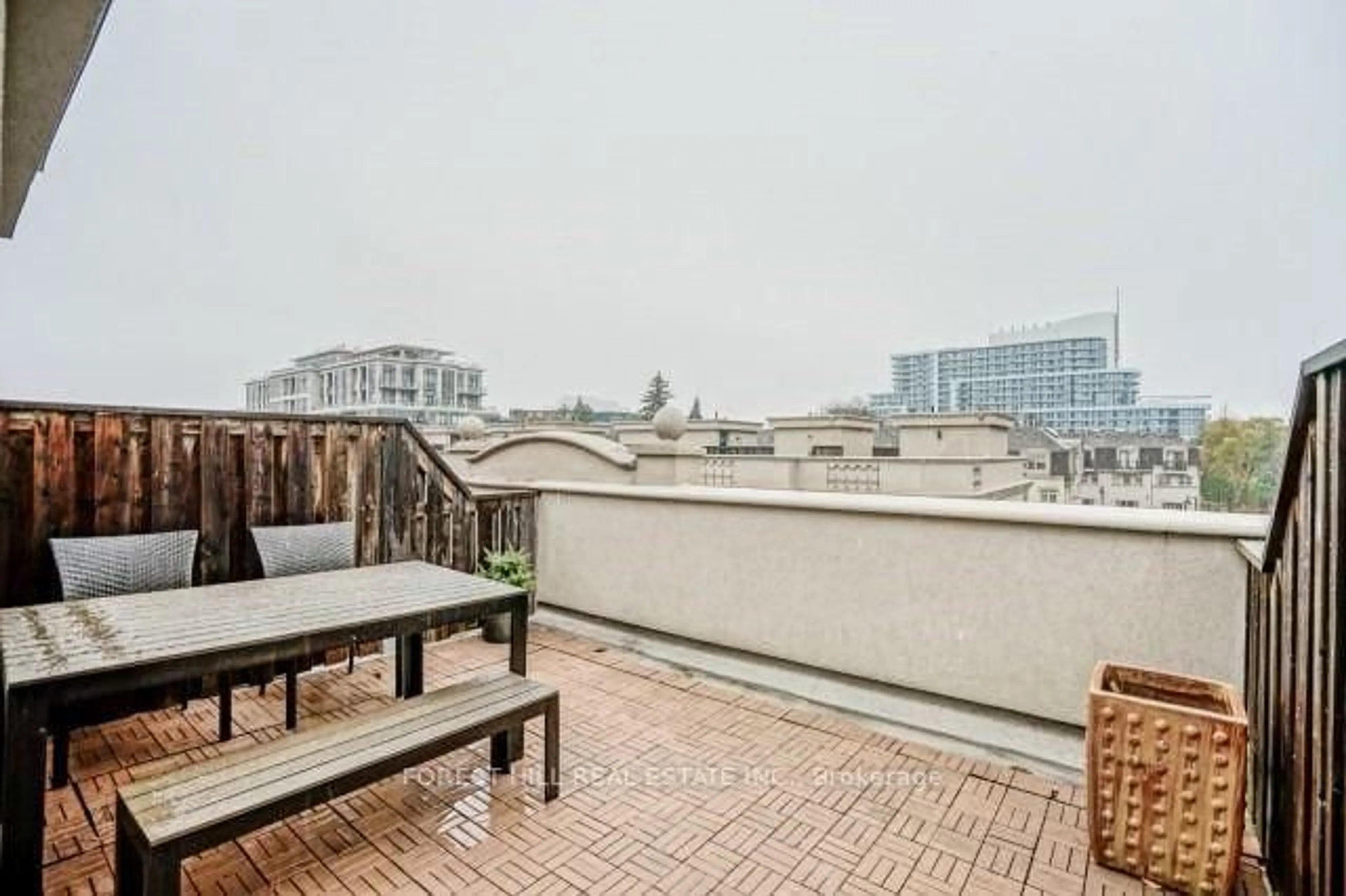 Patio, city buildings view from balcony for 2A Espana Lane, Toronto Ontario M2N 7K8