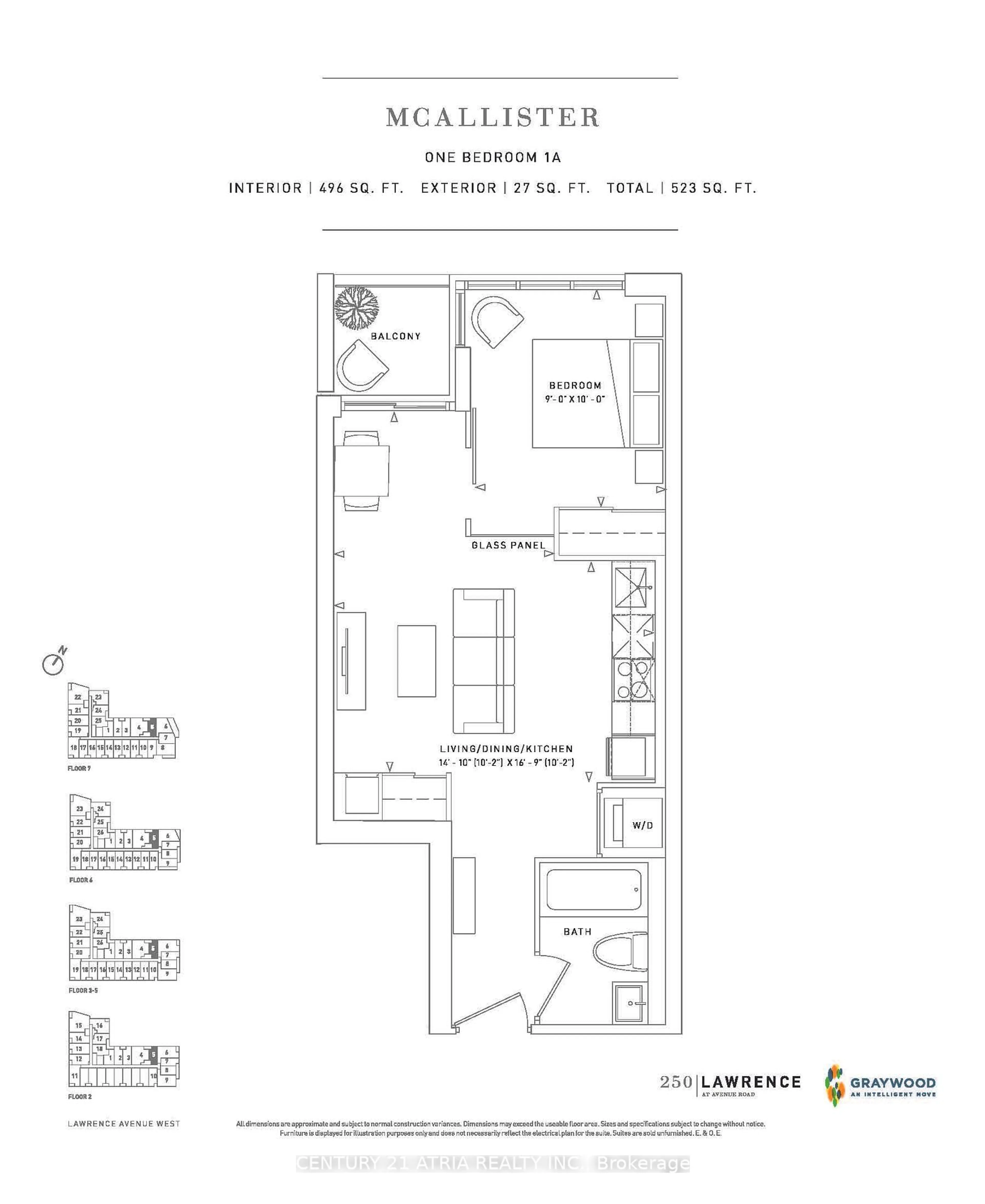 Floor plan for 250 Lawrence Ave #605, Toronto Ontario M5M 1B1