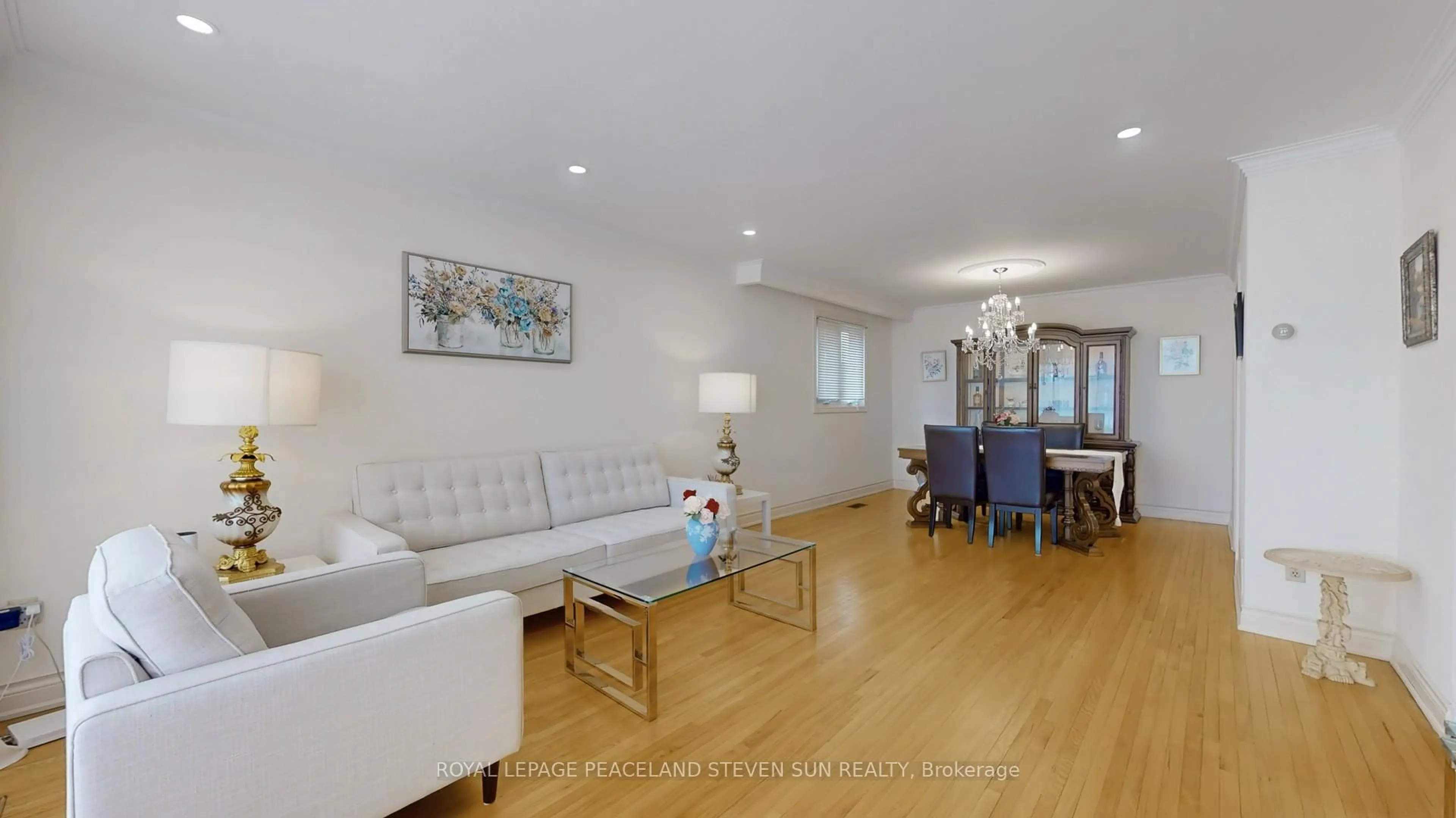 Living room with furniture, wood/laminate floor for 56 Bickerton Cres, Toronto Ontario M2J 3T1