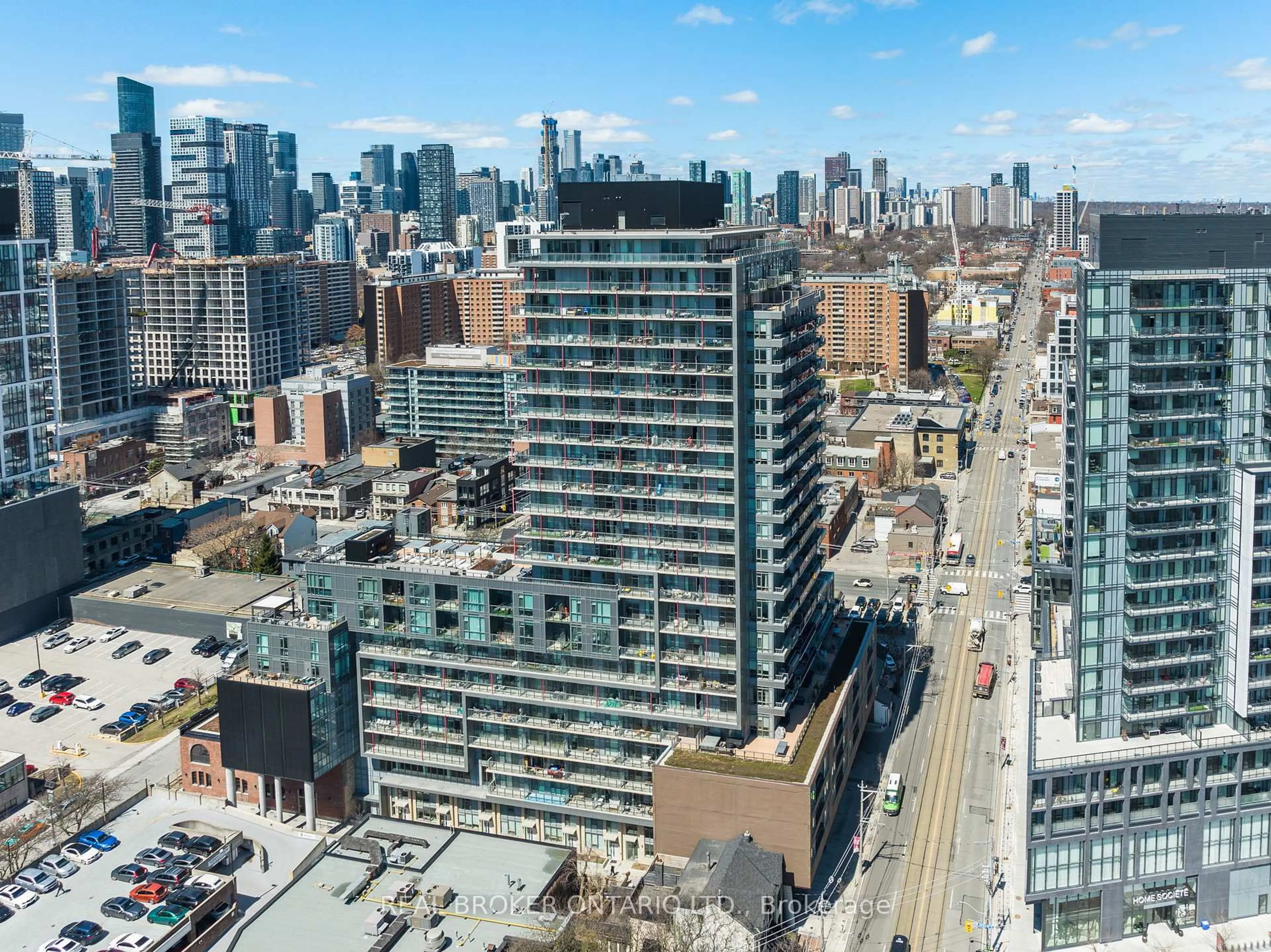 A pic from outside/outdoor area/front of a property/back of a property/a pic from drone, city buildings view from balcony for 120 Parliament St ##1309, Toronto Ontario M5A 2Y8