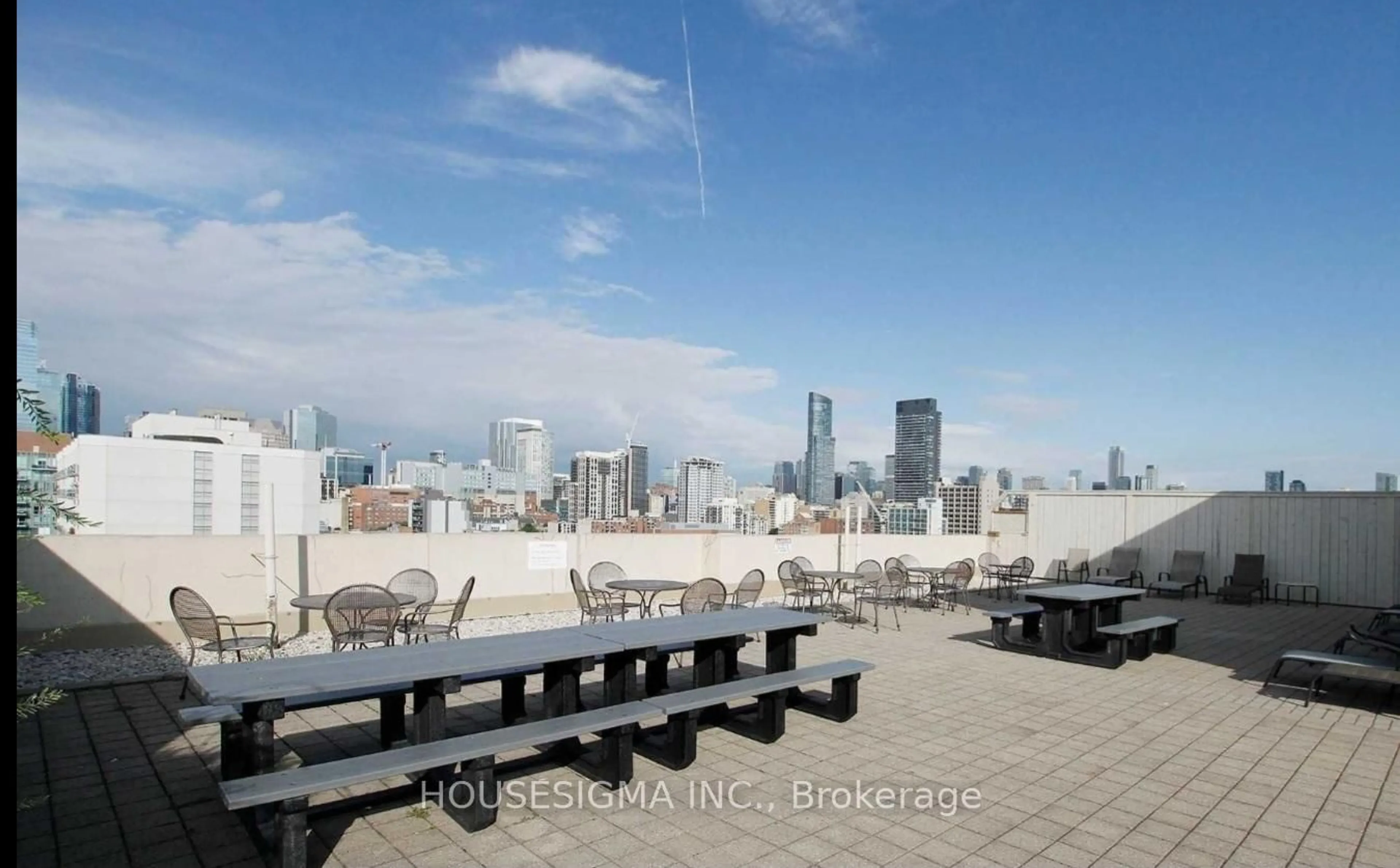 Patio, city buildings view from balcony for 313 Richmond St #1155, Toronto Ontario M5A 4S7