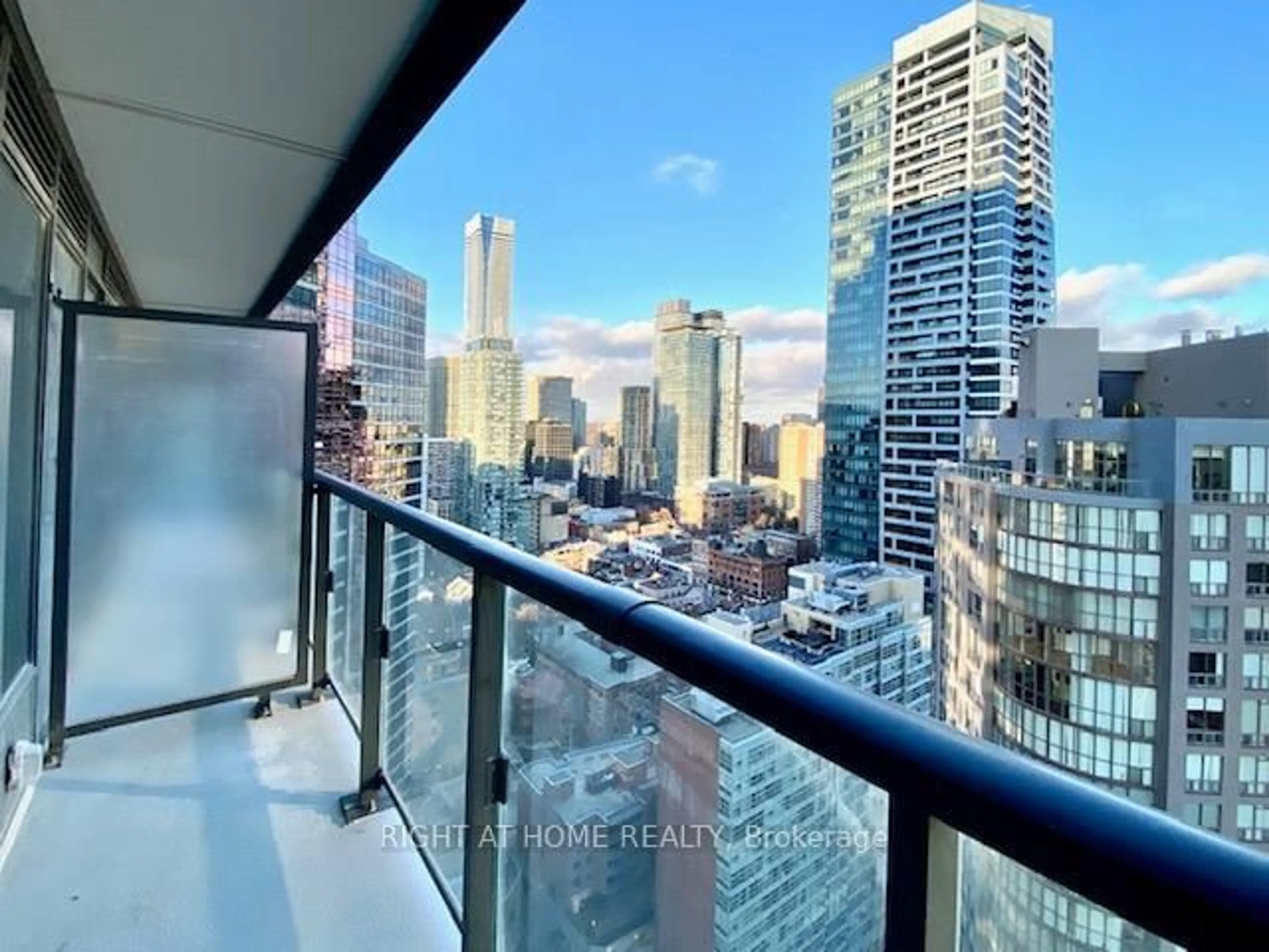 Balcony in the apartment, city buildings view from balcony for 955 Bay St #2702, Toronto Ontario M5S 0C6