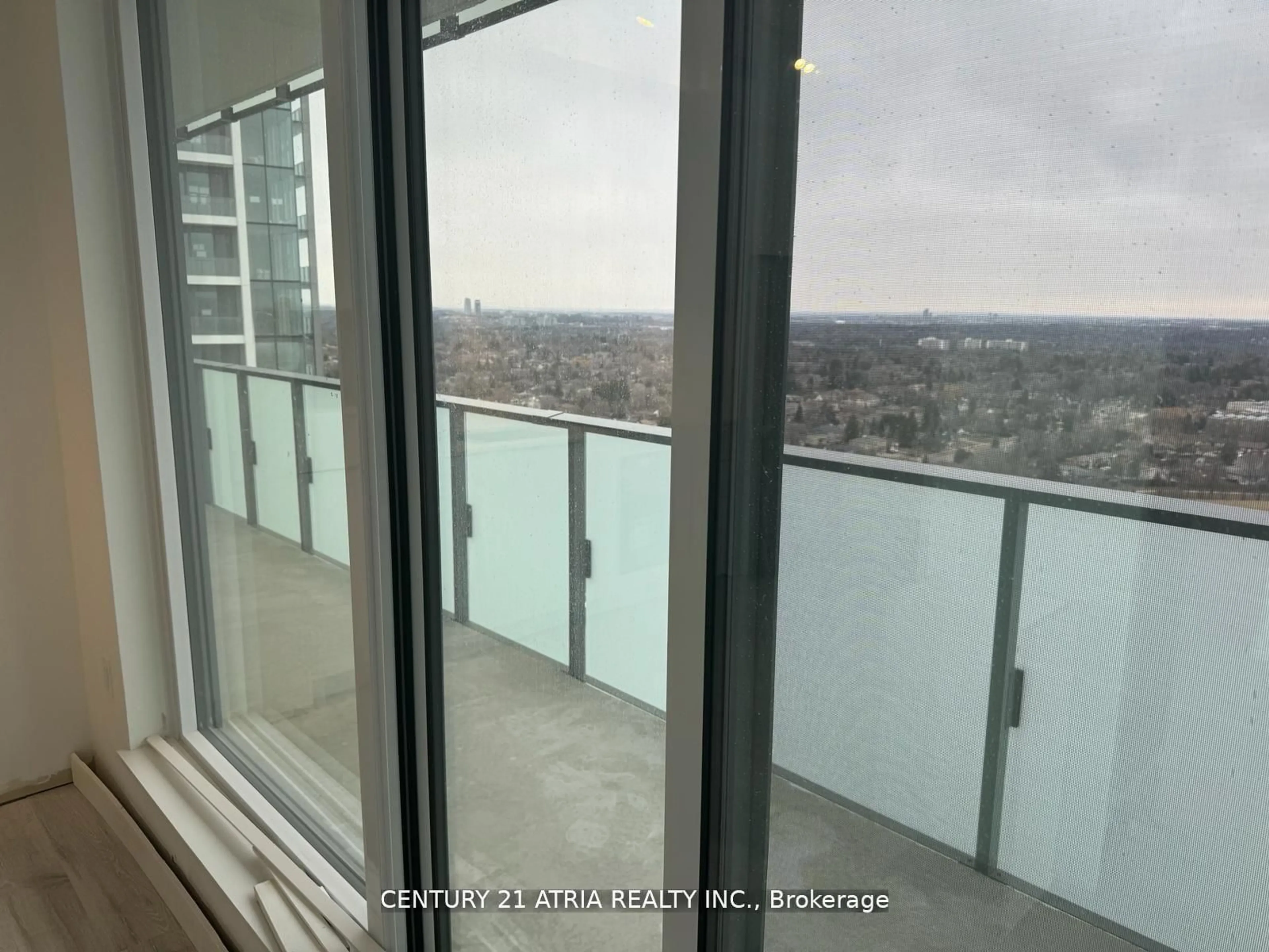 Balcony in the apartment, city buildings view from balcony for 8 Olympic Garden Dr #2003, Toronto Ontario M2M 0B9