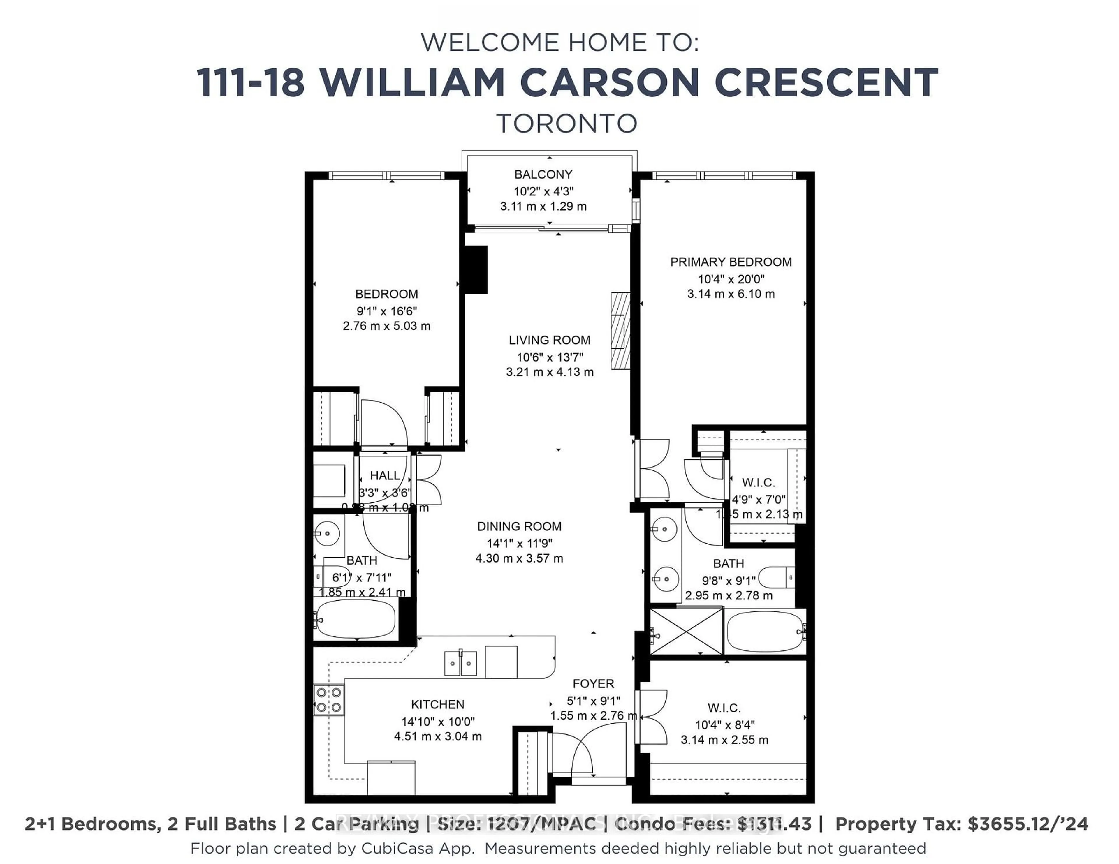 Floor plan for 18 William Carson Cres #111, Toronto Ontario M2P 2G6
