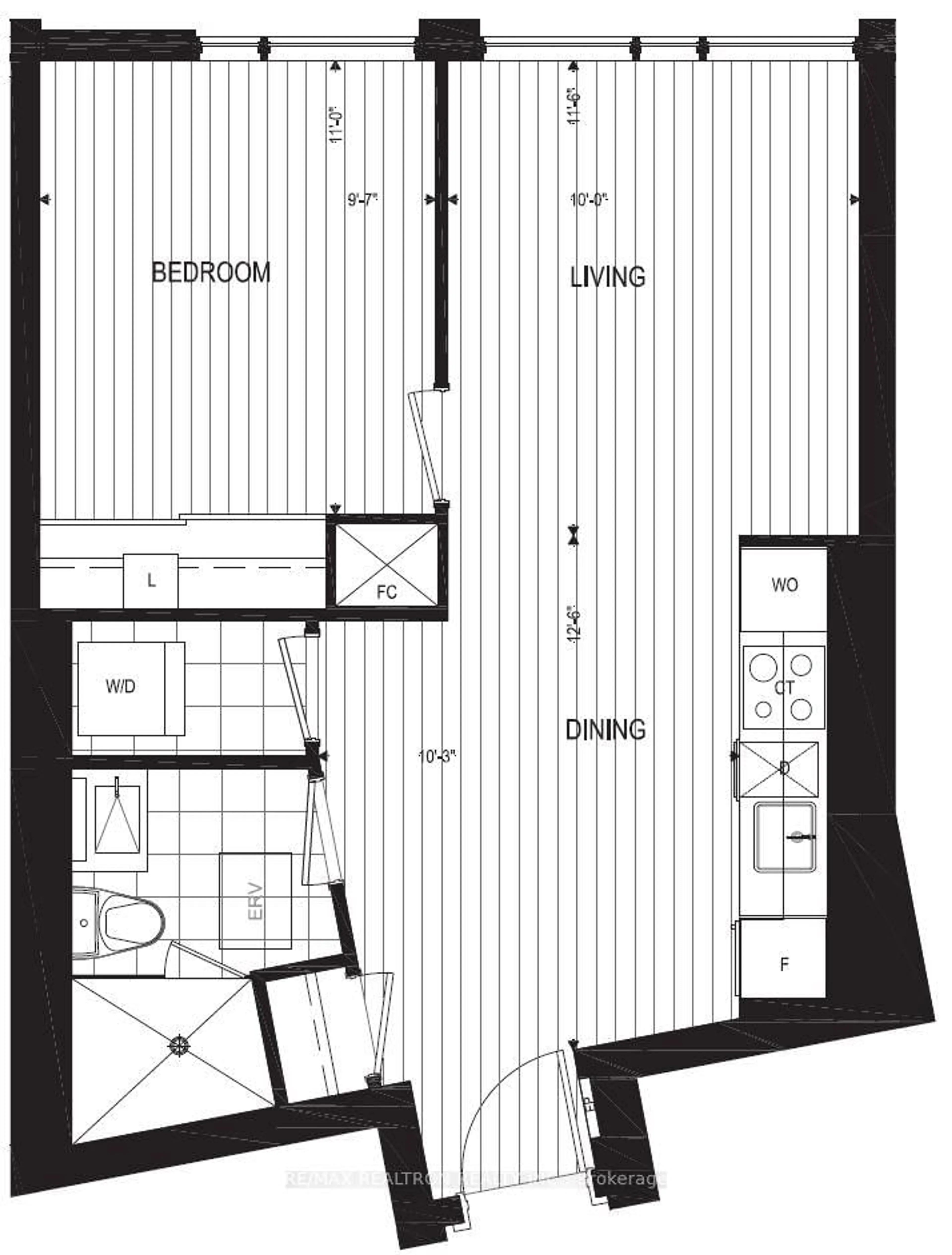Floor plan for 10 York St #3709, Toronto Ontario M5J 0E1