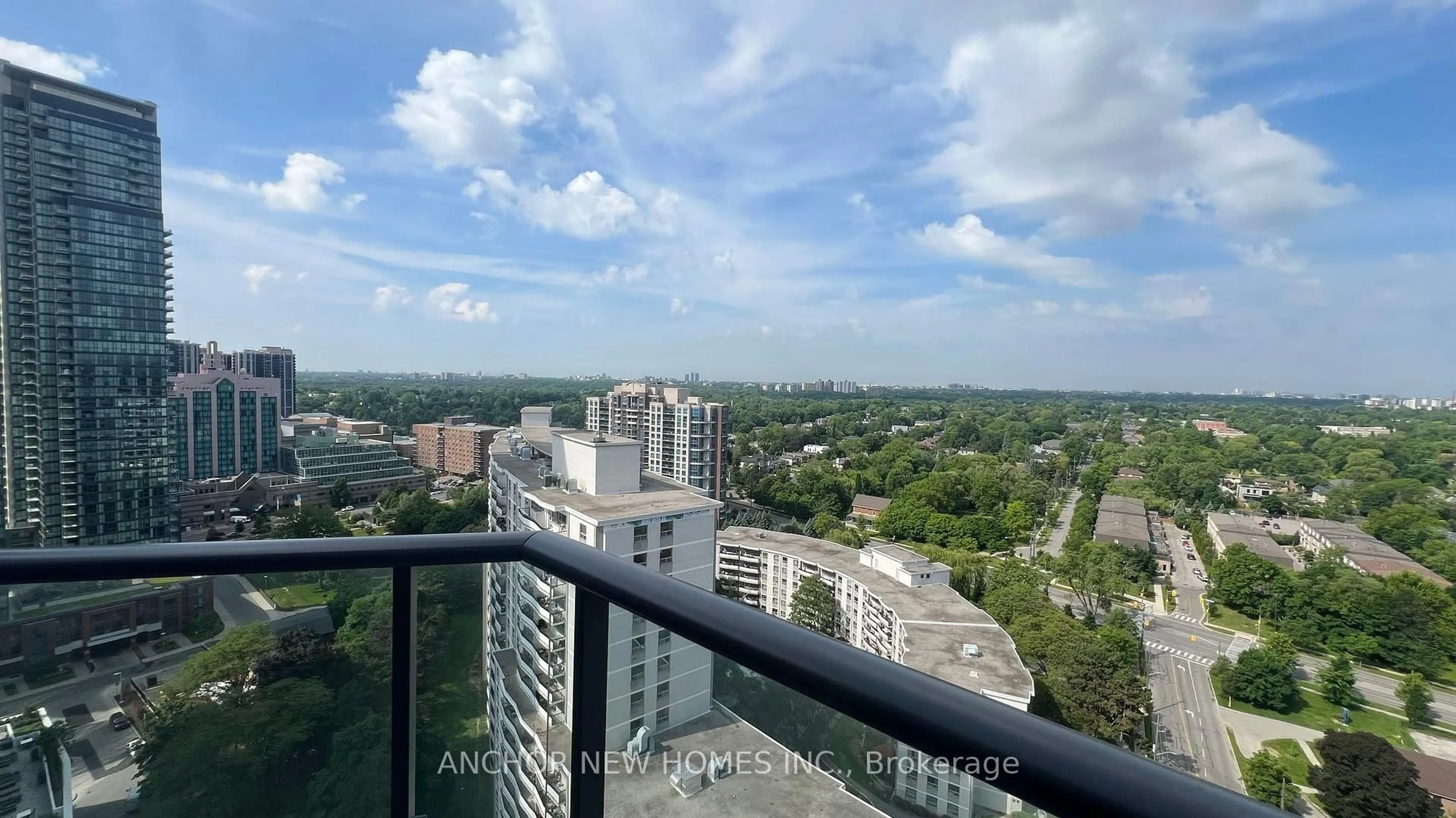 Balcony in the apartment, city buildings view from balcony for 15 Ellerslie Ave, Toronto Ontario M2N 0L7