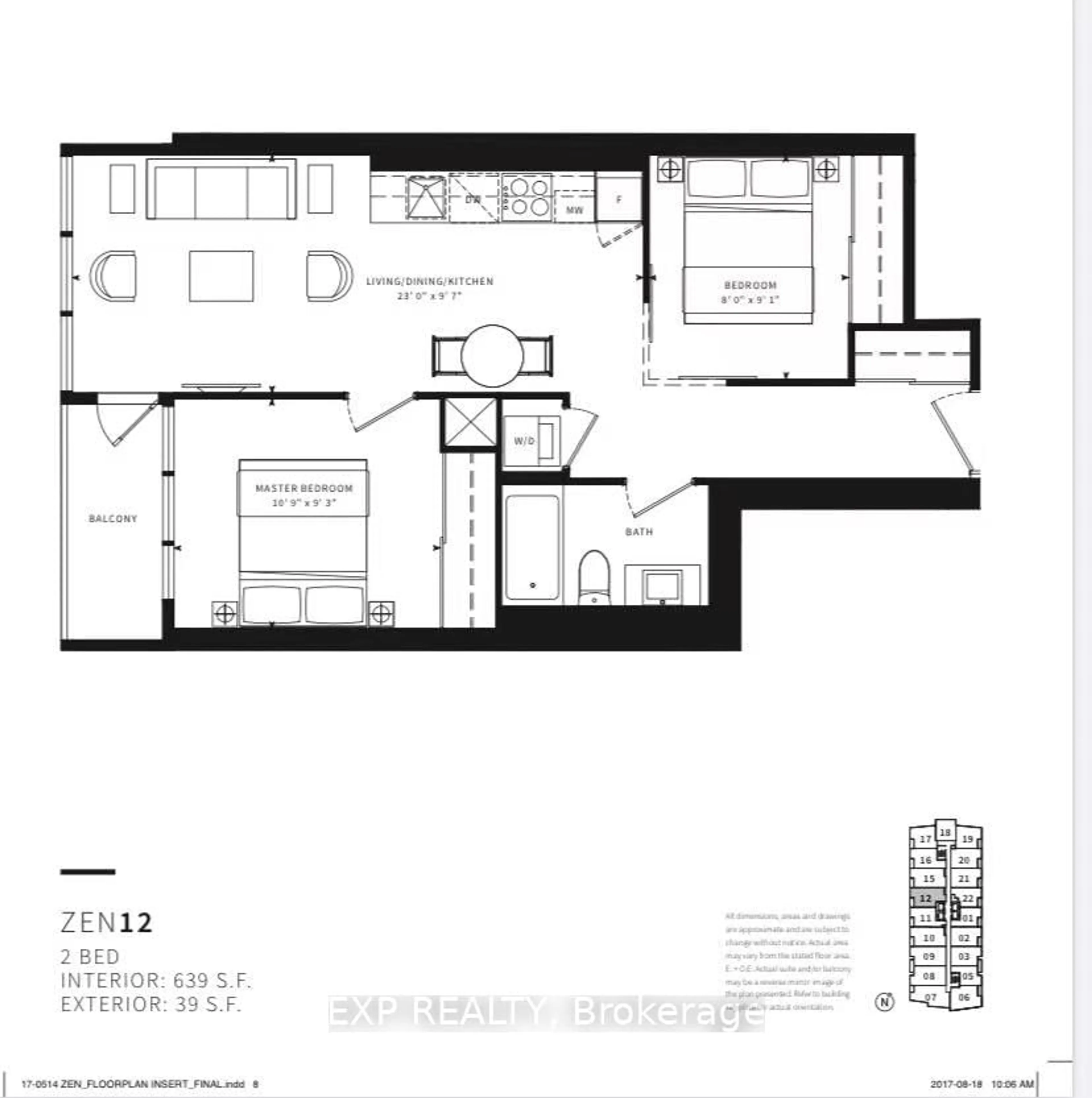 Floor plan for 19 Western Battery Rd #1712, Toronto Ontario M6K 0E3
