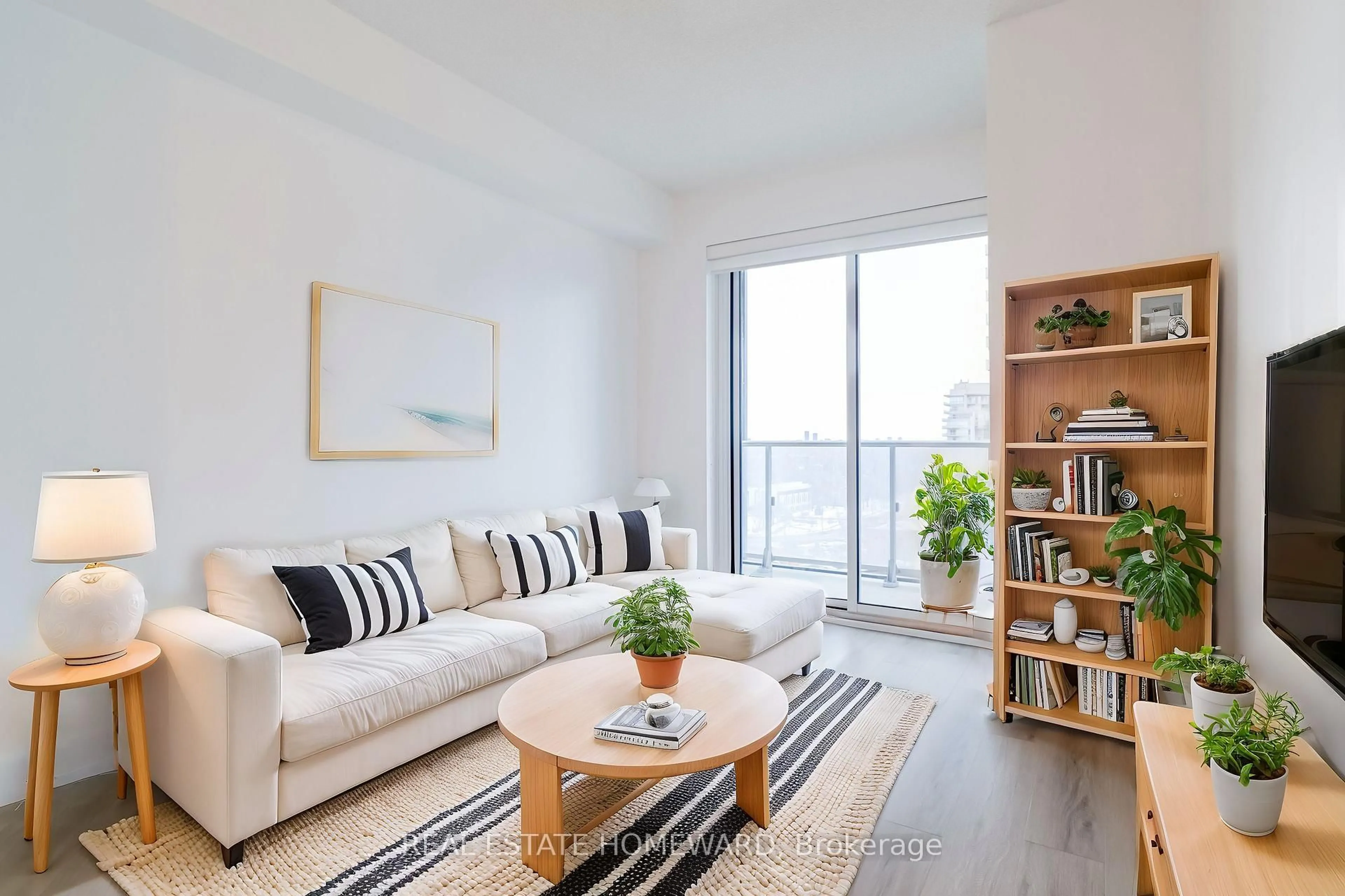 Living room with furniture, wood/laminate floor for 5180 Yonge St #1003, Toronto Ontario M2N 0K5